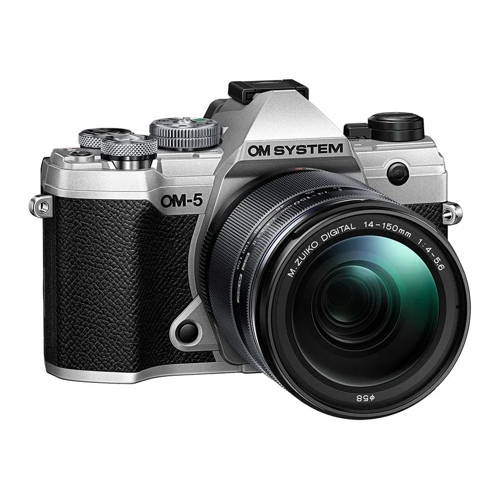 OM SYSTEM OM-5 Aparat Mikro Cztery Trzecie z obiektywem M.Zuiko Digital 14-150mm F4-5.6 II, 20 MP, 5-osiowa stabilizacja, IP53, srebrny/czarny