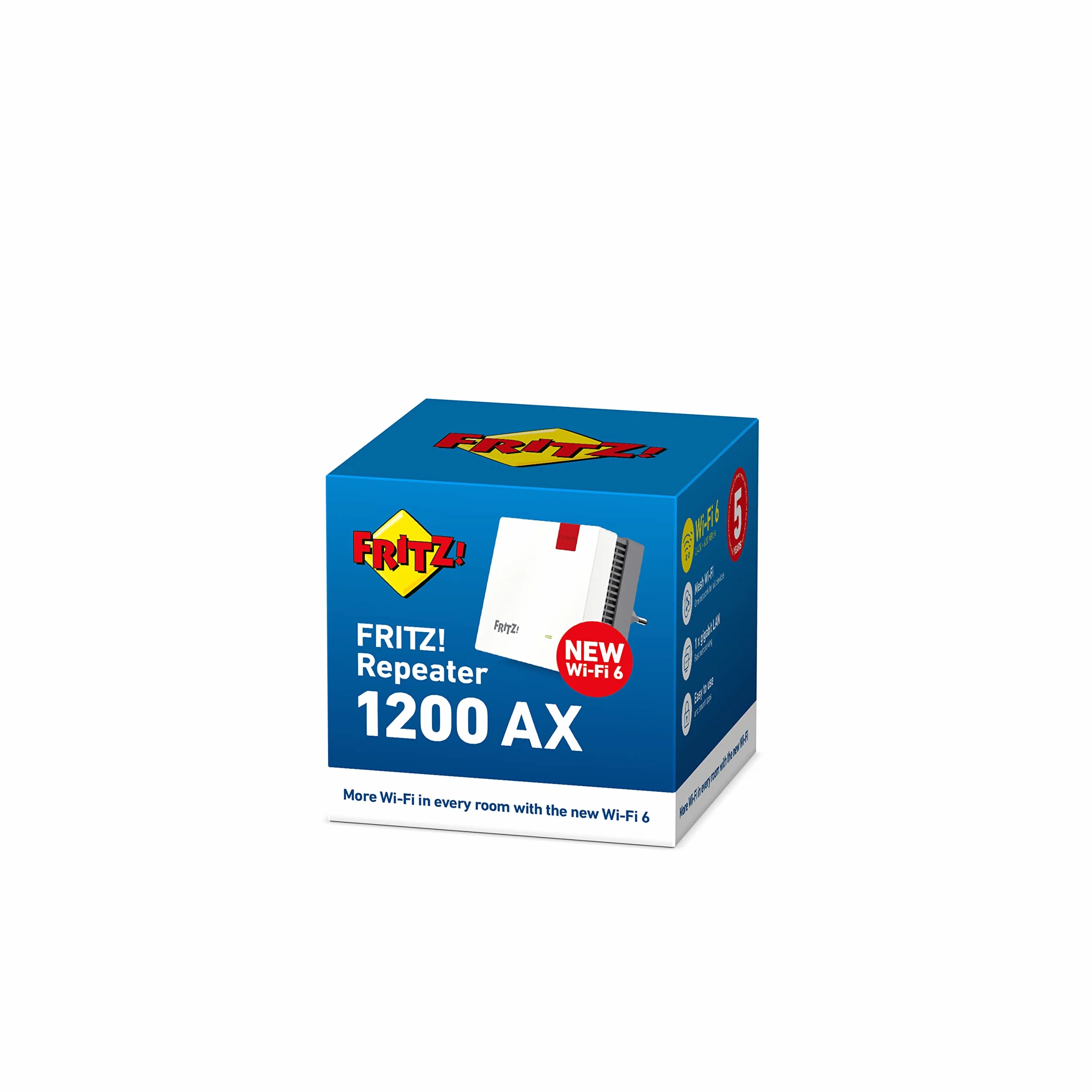 AVM FRITZ!Repeater 1200 AX Wi-Fi 6 Mesh Repeater 2.400 Mb/s 5 GHz 600 Mb/s 2,4 GHz Gigabit
