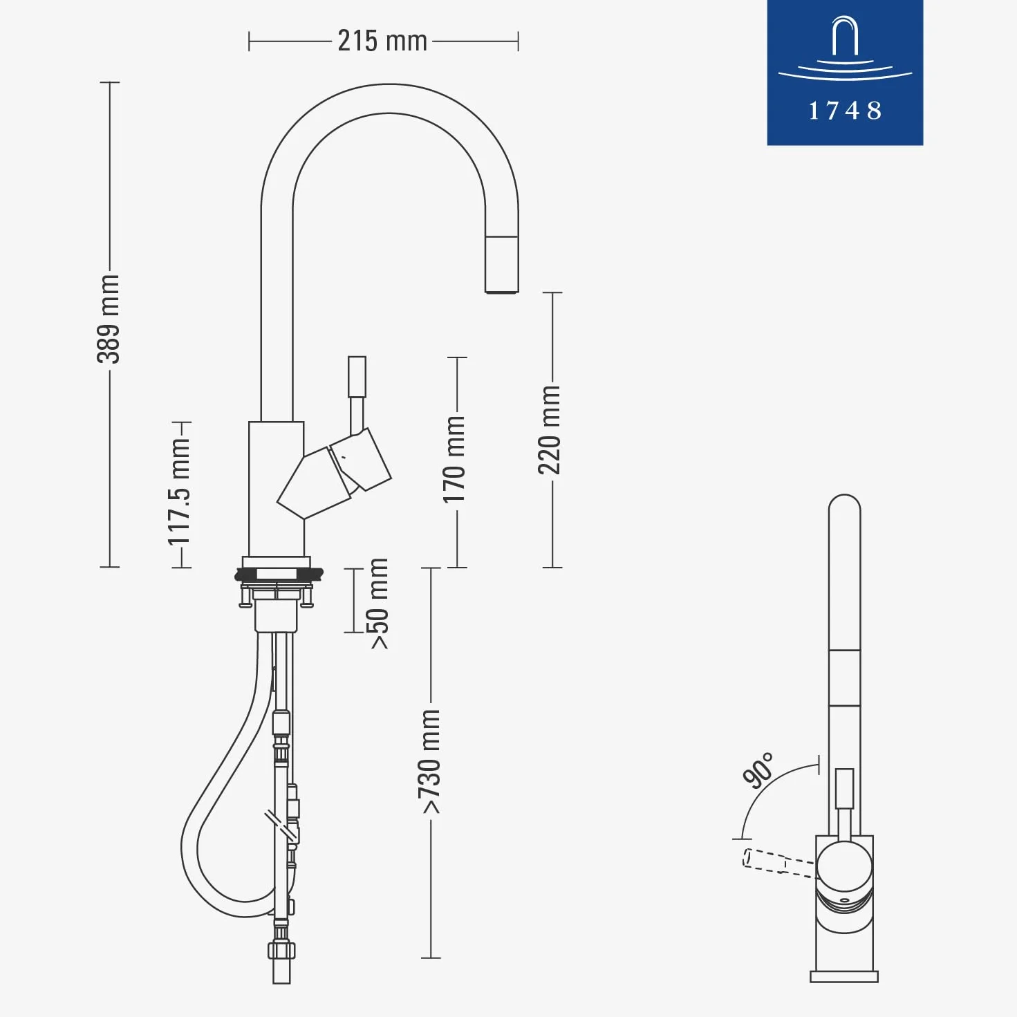 Villeroy & Boch Umbrella Flex Kran Kuchenny, Złoty, 21.5 x 4.5 x 38.9 cm