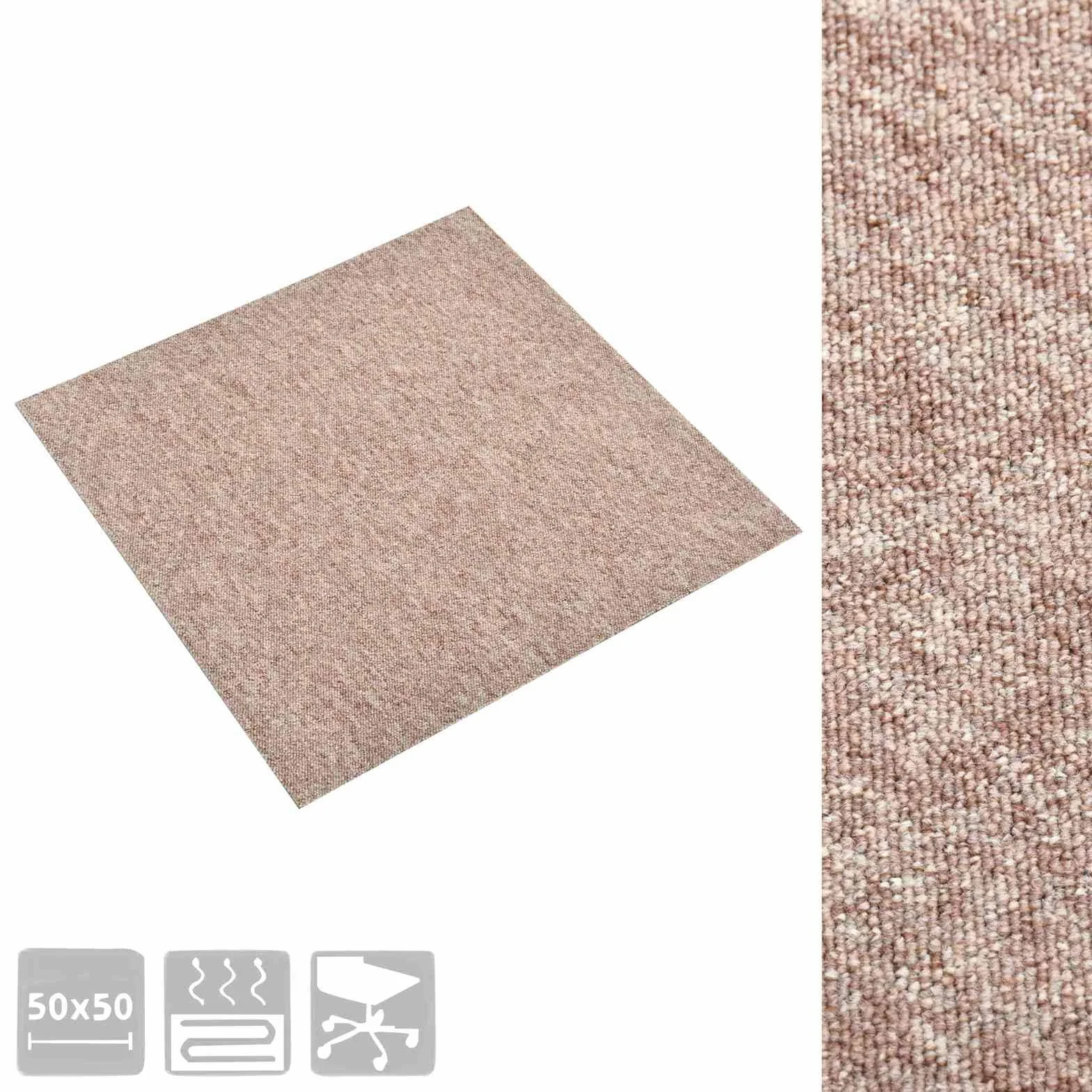Płytki modułowe beżowe 20 sztuk 50 x 50 cm polipropylen | Teksturowana powierzchnia, łatwa do czyszczenia, tylko do użytku wewnętrznego, pokrywa 5 m2