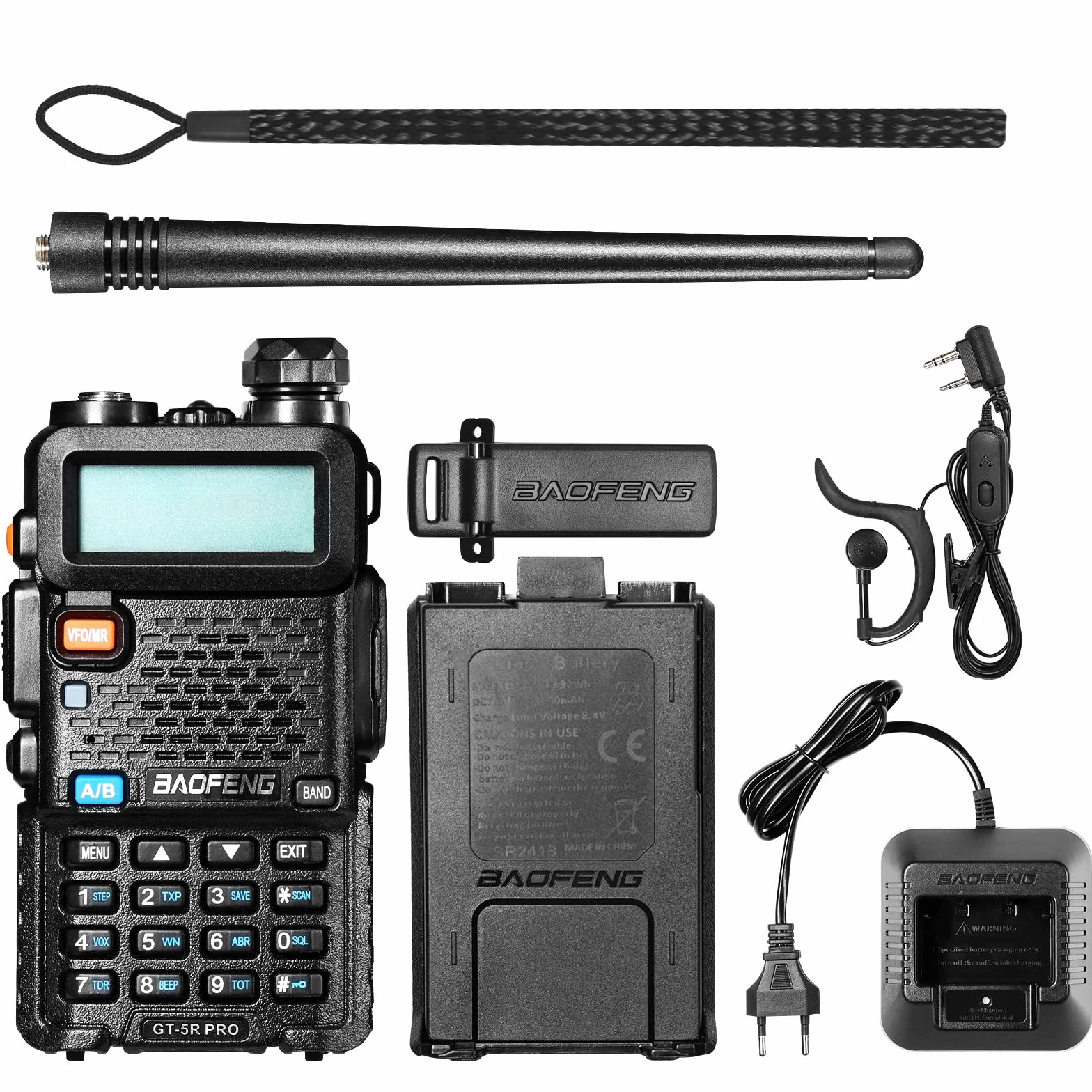 BAOFENG GT-5R Pro Walkie Talkie, UHF VHF 144-146/430-440 MHz, duży zasięg, 128 kanałów, bateria 1800 mAh, słuchawki dla dorosłych, obsługiwane przez Chirp