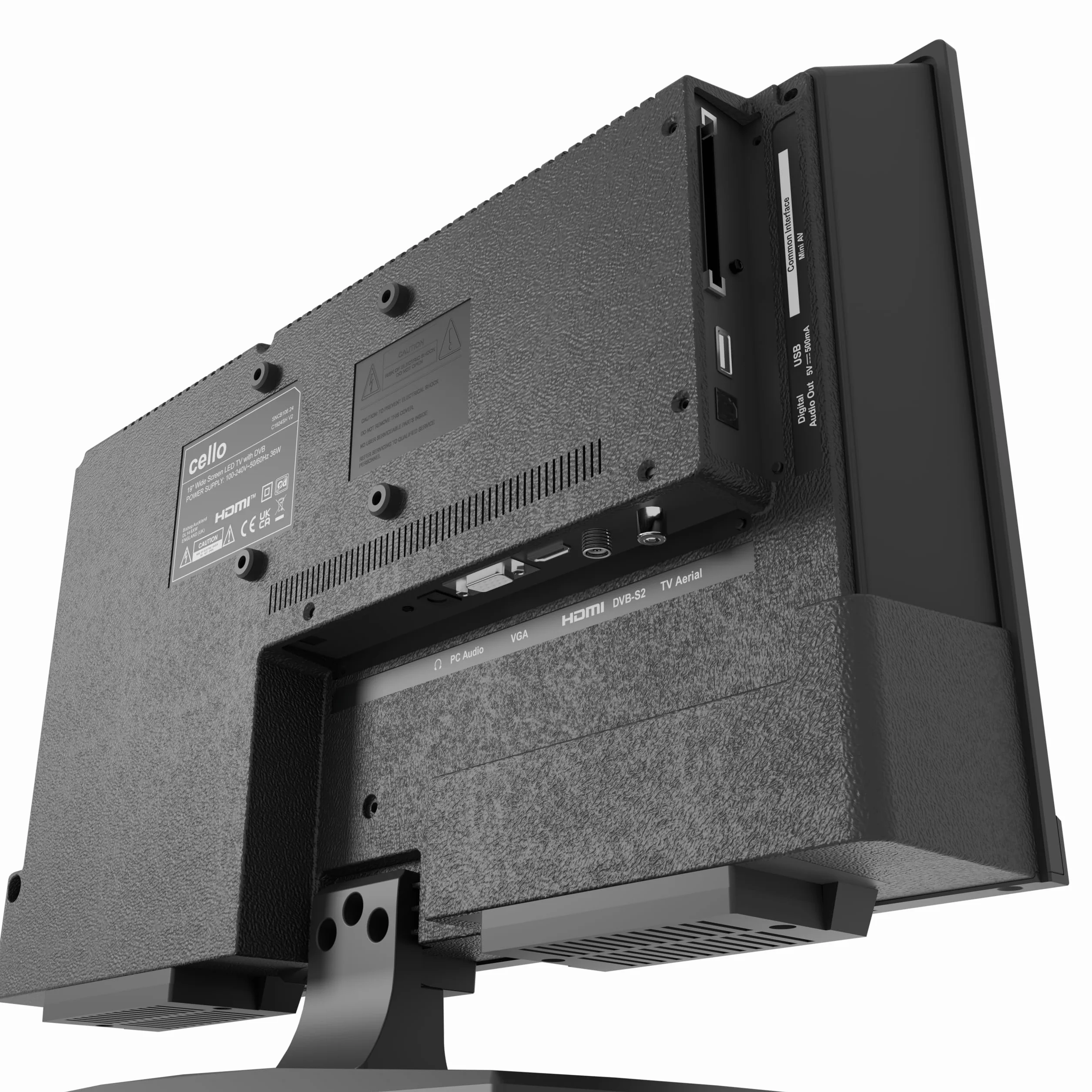 Cello C1924SH Telewizor 19" z potrójnym tunerem bezramkowym (DVB-C/-S2/-T2) "Pitch Perfect Sound", idealny do małych pomieszczeń Made in Europe [2024]