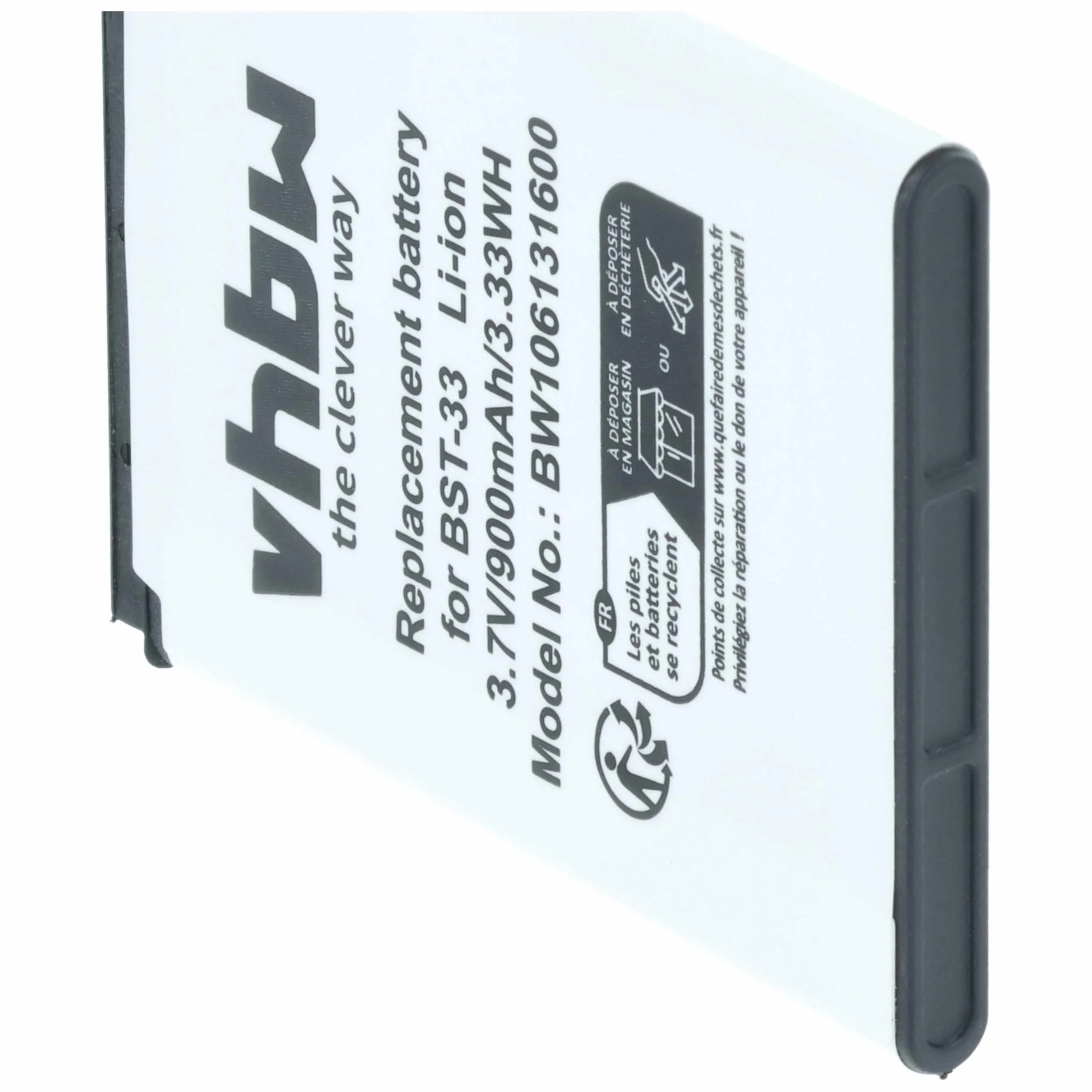 Bateria vhbw kompatybilna z Sony Ericsson Z530i, Z610i, Z800, Z800i, zamiennik smartfonu Xperia Pureness do BST-33 (Li-Ion, 900mAh, 3,7 V)