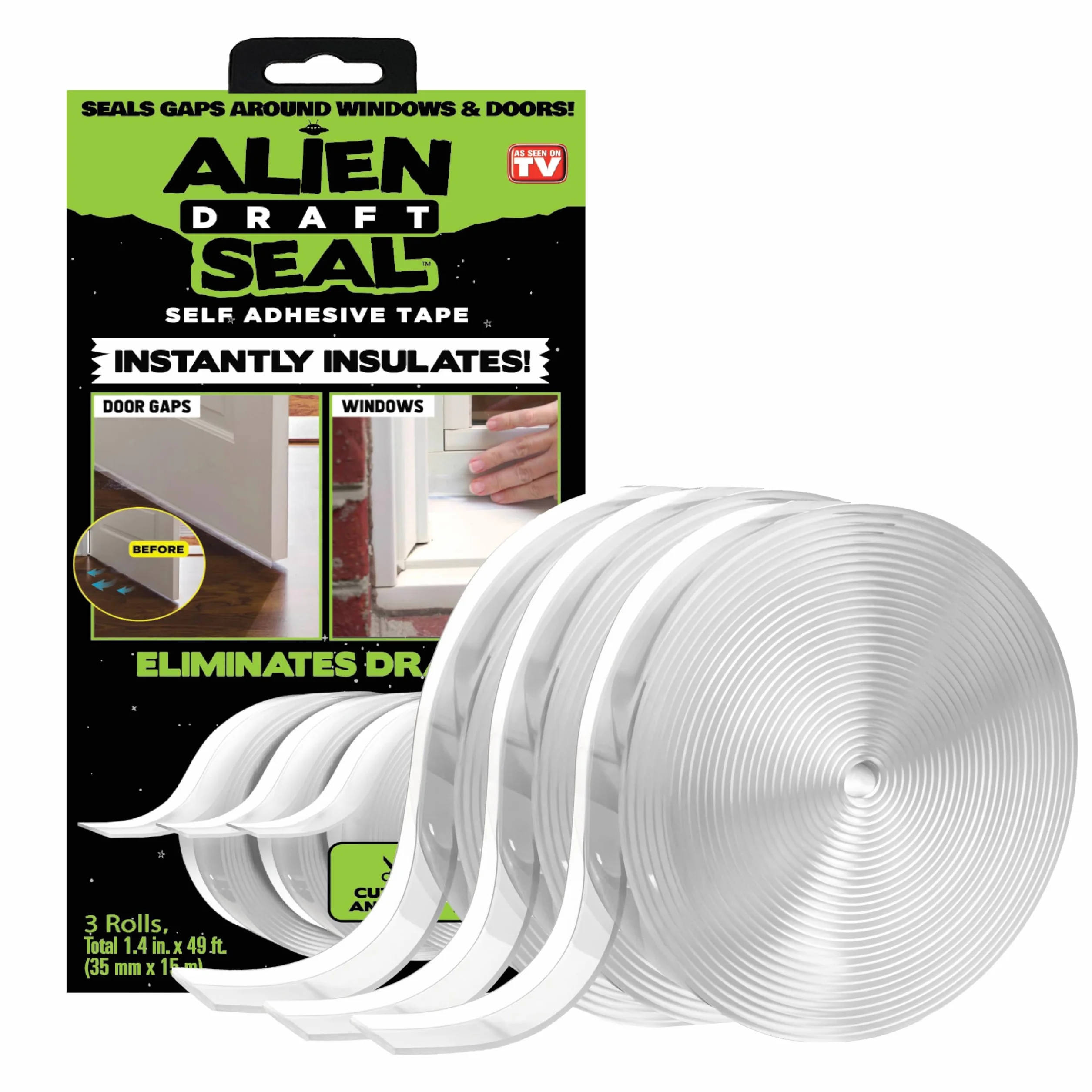 Bell+Howell Alien taśma izolacyjna do uszczelniania przed przeciągiem, przezroczysta silikonowa listwa uszczelniająca drzwi i ogranicznik przeciągów pod drzwi do uszczelki okiennej i dolnej uszczelki