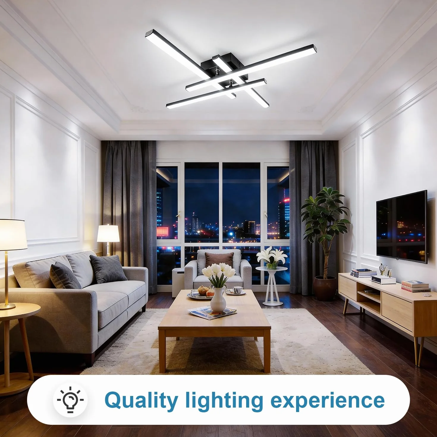 Lampa sufitowa LED, 28W 2800LM oświetlenie sufitowe LED do sypialni, Zimne Białe 6000K Nowoczesne Lampy Sufitowe Czarne do salonu kuchni i przedpokoju