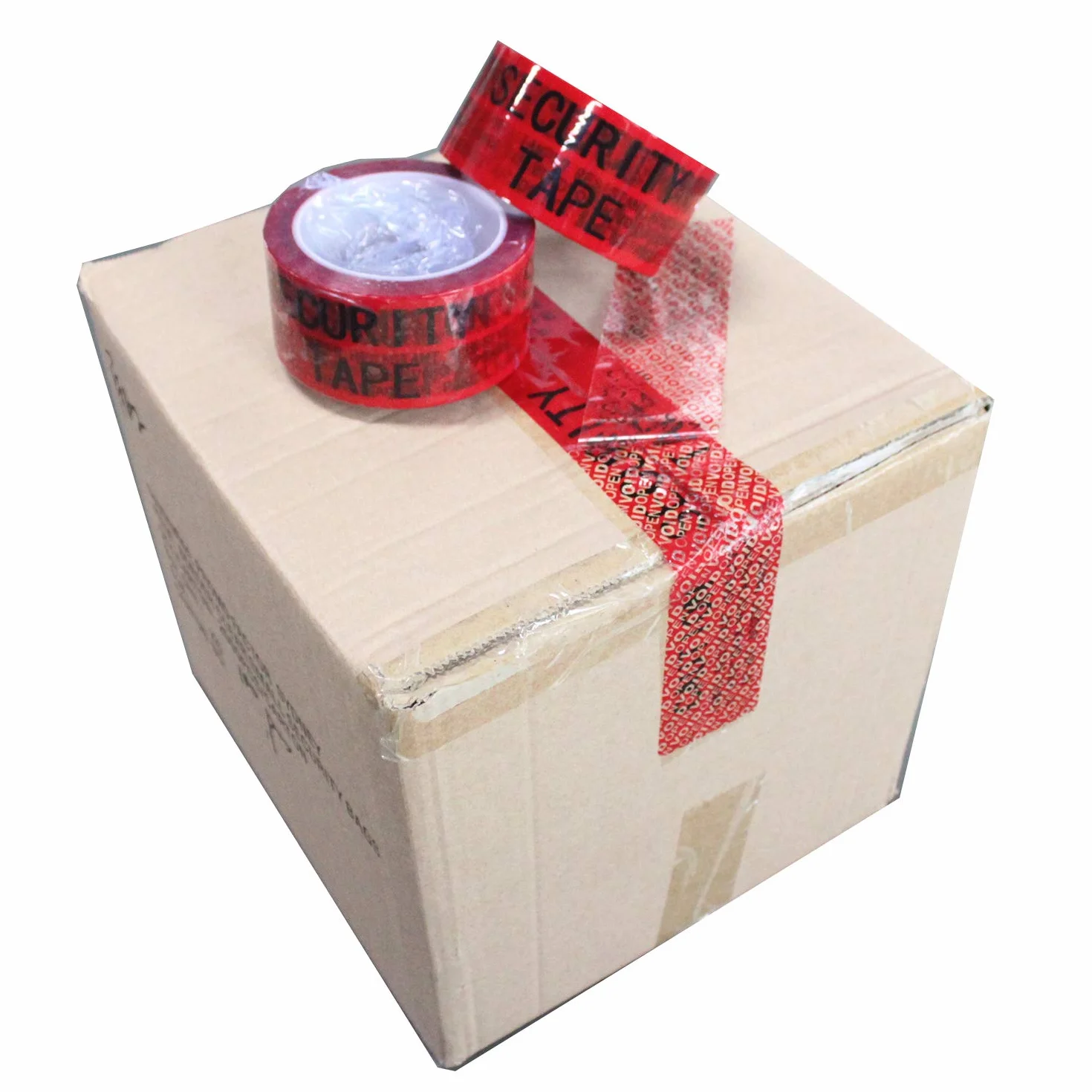 1 Rolka 100% Całkowita Transferową Security Tape Ochrona Przed Manipulacją Widoczna Taśma Zabezpieczająca (5 cm X 50 M X 2 Mil, Ultragruba Folia "Void", Czerwona - TamperSTOP)