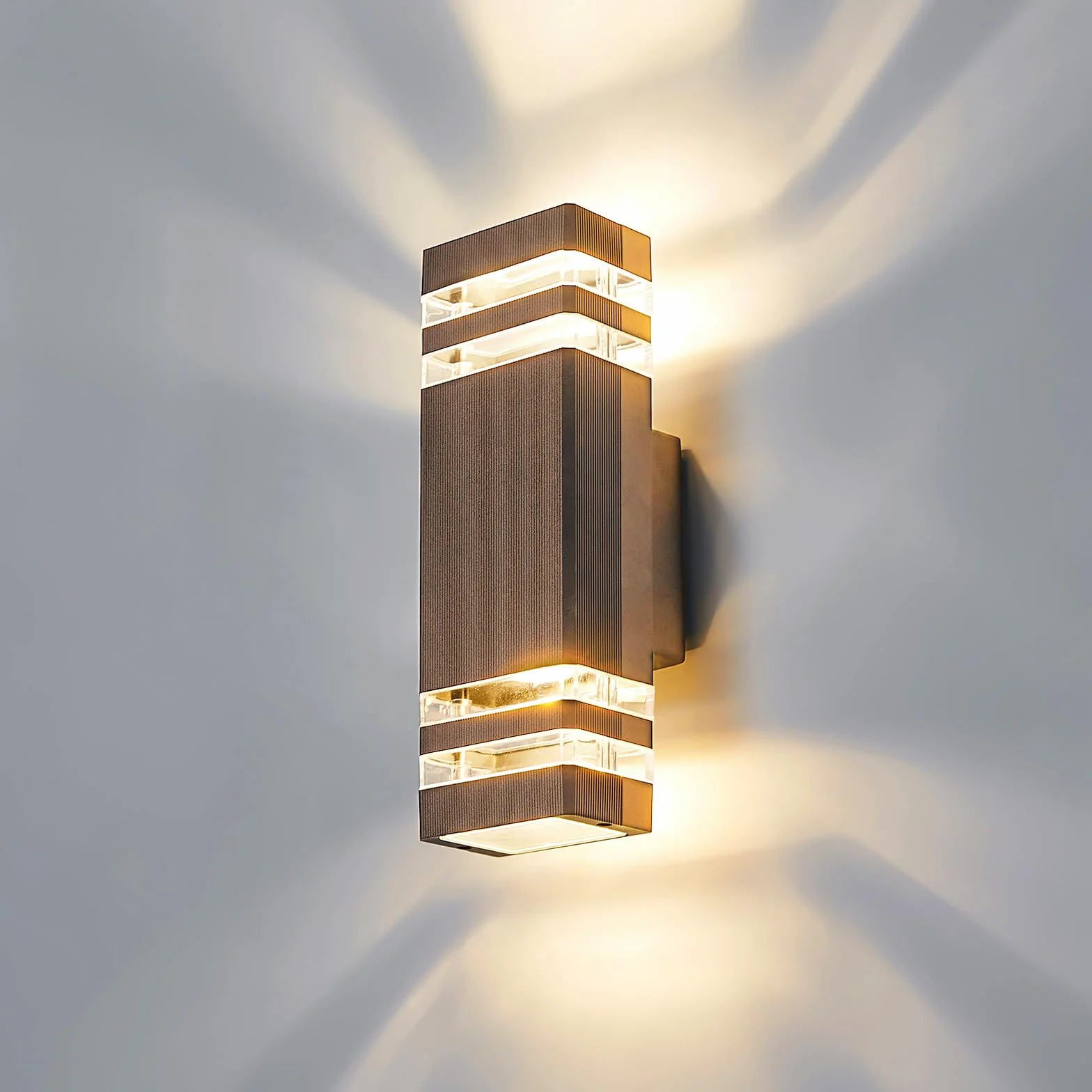 Zewnętrzny kinkiet LED – nowoczesna lampa zewnętrzna IP65, wodoszczelna lampa ścienna zewnętrzna, 3000 K Up Down oświetlenie zewnętrzne ścienne GU10 aluminium, rdza