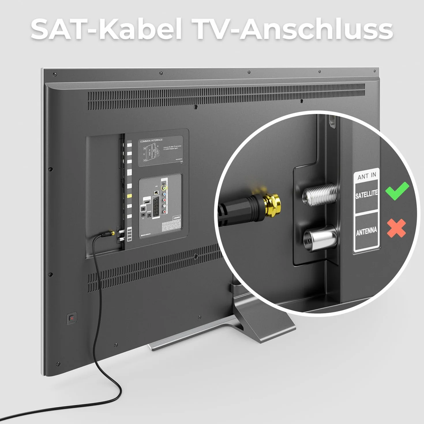 deleyCON 1,5m SAT TV Kabel Antenowy Koncentryczny HDTV 4-Krotne Ekranowanie DVB-S DVB-S2 Radio DAB Pozłacane Metalowe Wtyki Czarny