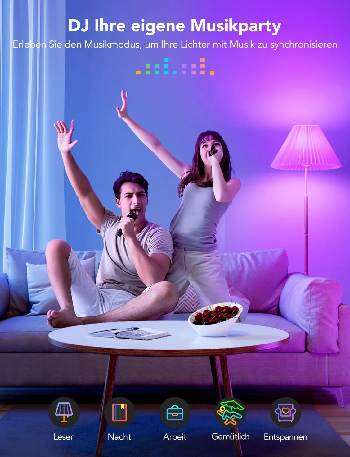 Govee Inteligentna żarówka E27, 1000 lm, Alexa RGBWW, możliwość ściemniania, Wi-Fi i Bluetooth, inteligentna żarówka 75 W, 54 sceny, 16 milionów kolorów DIY, 1 sztuka
