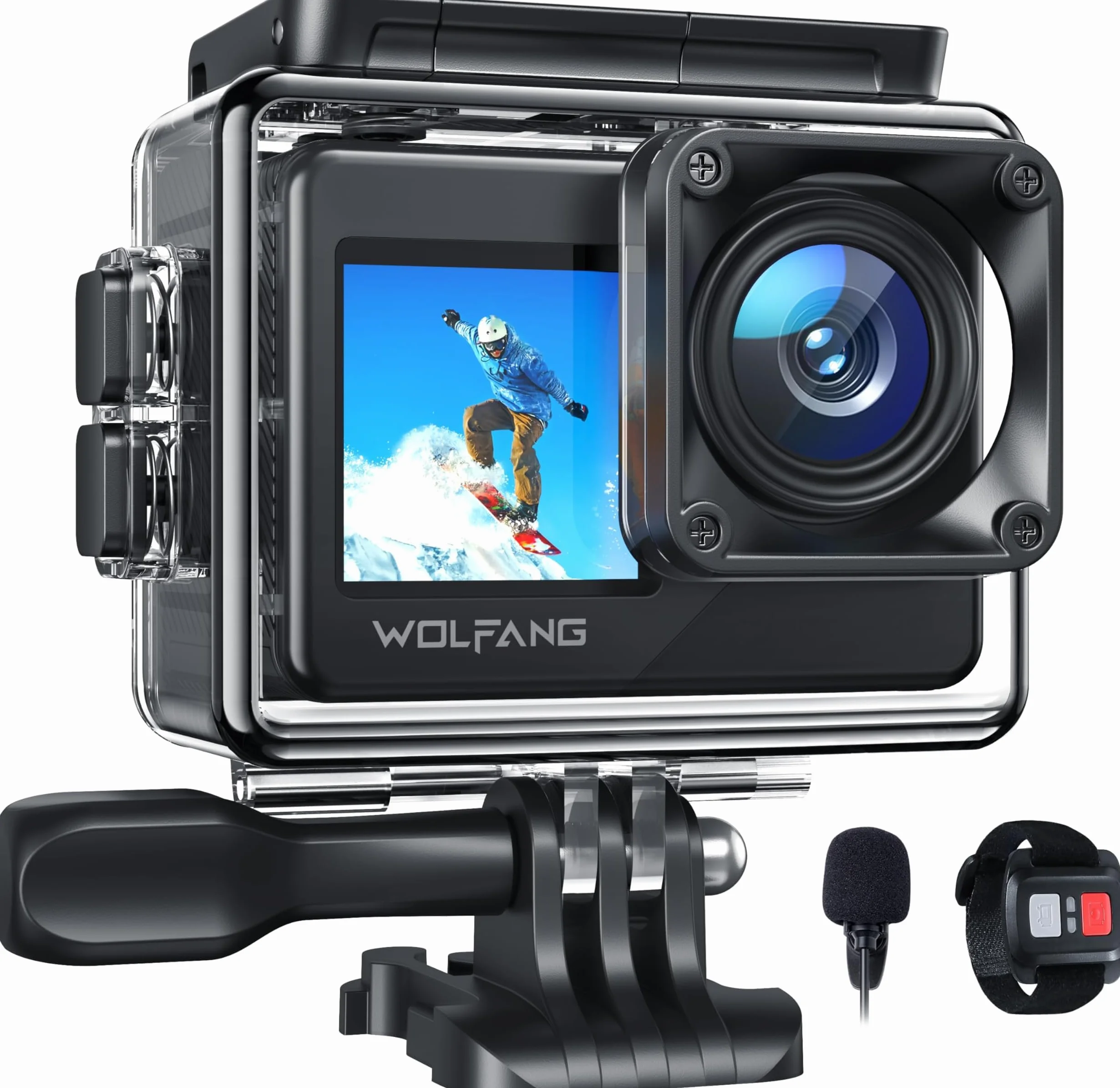 WOLFANG GA120 4K kamera sportowa 20 MP wodoodporna 40 m szerokokątna WiFi 170° z EIS