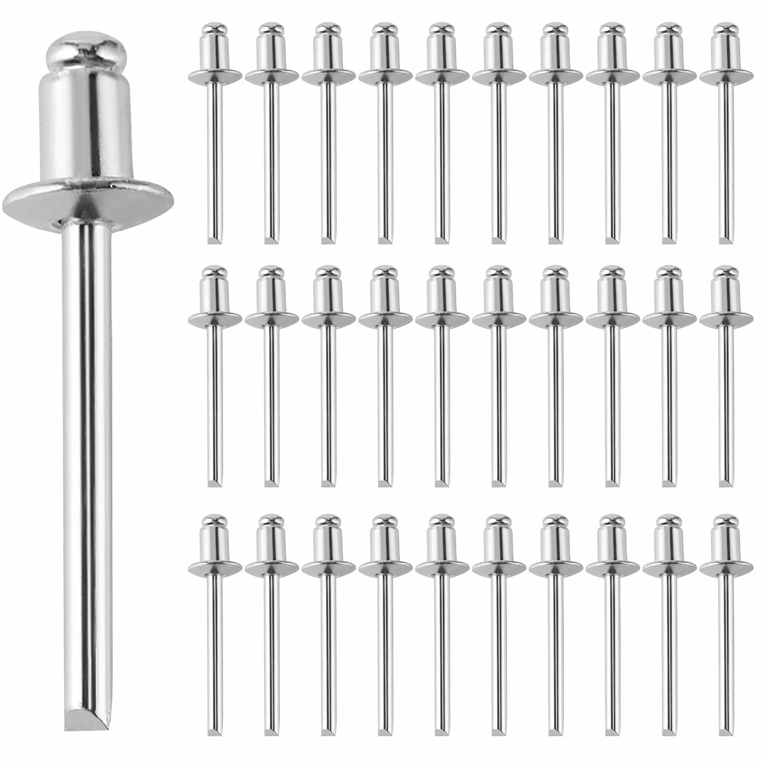 HENGBIRD 150 sztuk nitów zrywalnych, 4,8 x 16 mm, nity aluminiowe, z dużym kołnierzem, stalowy trzpień do metalu, tworzywa sztucznego, drewna