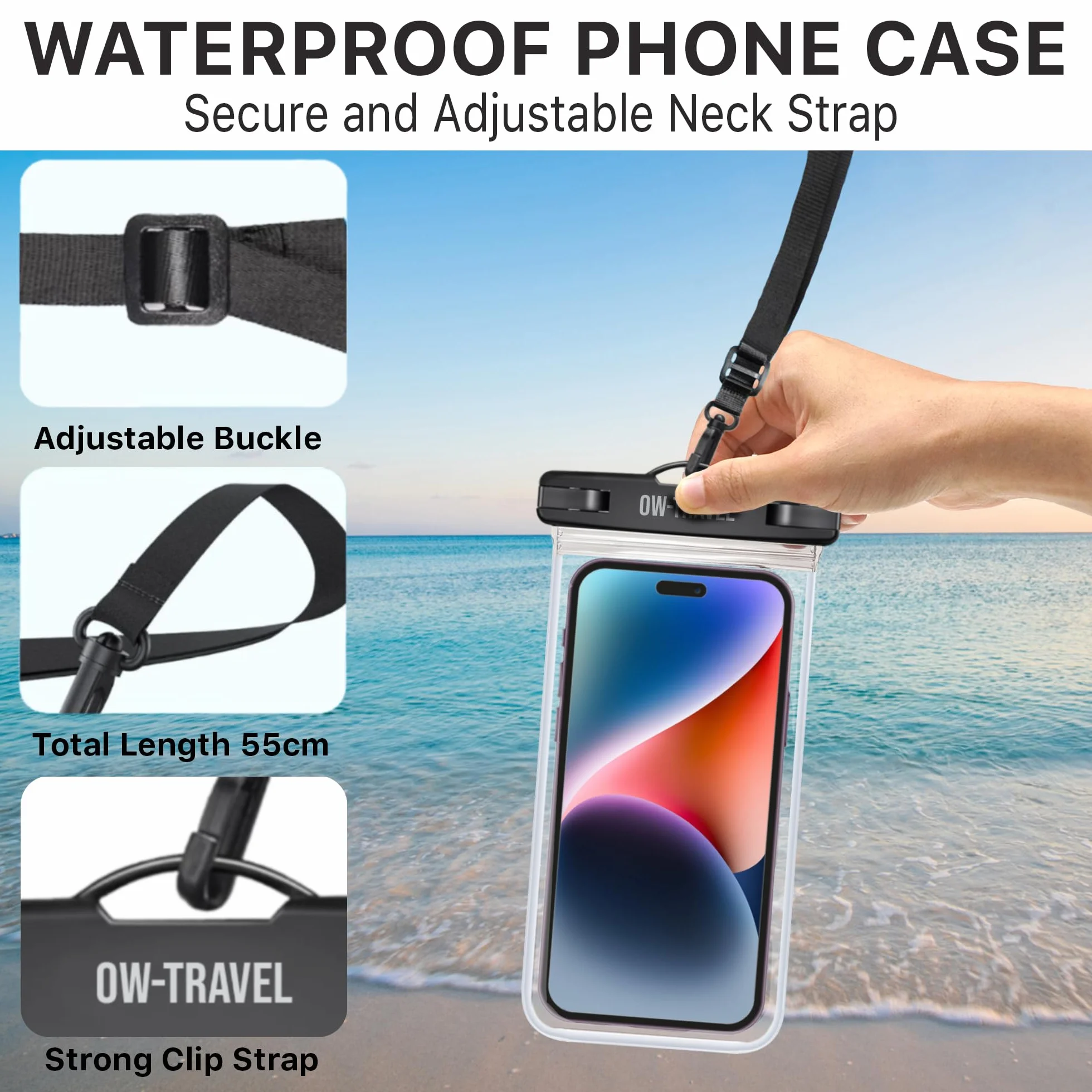 Pokrowiec Wodoodporny IPX8 na Telefon do Pływania dla iPhone 16-11 Samsung Huawei 7"