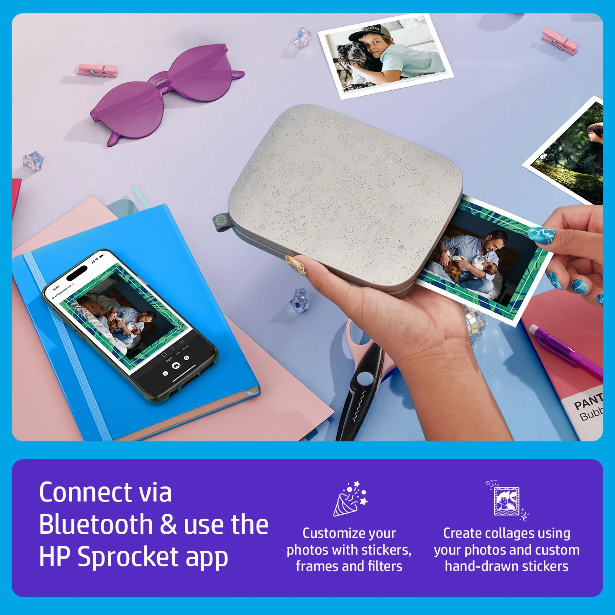 HP Sprocket Natychmiastowa drukarka fotograficzna 3x4 bezprzewodowa Zink
