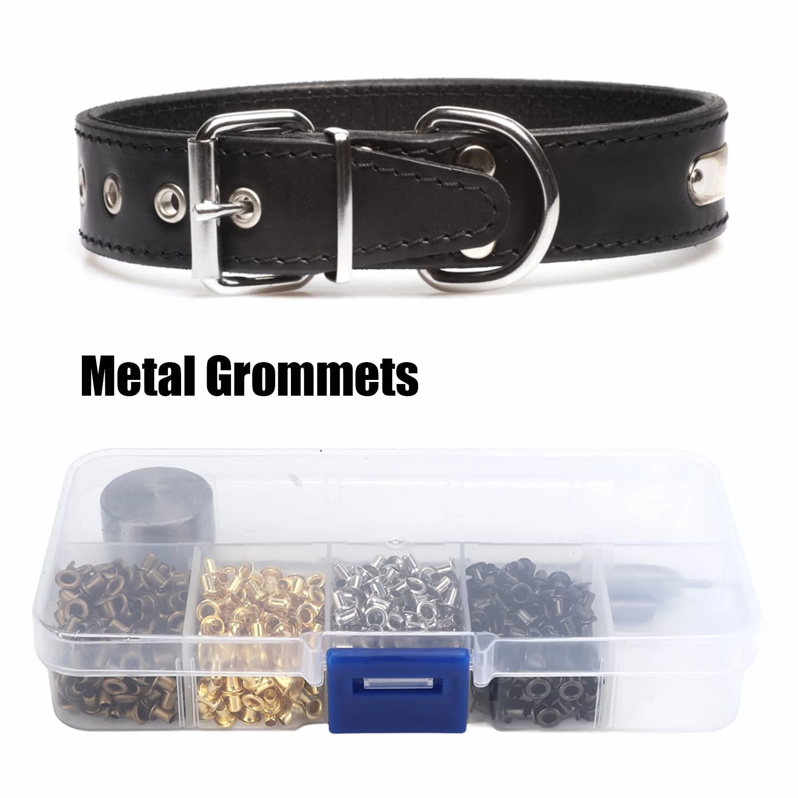 Narzędzie do Oczek Zestaw Metalowych Oczek, 2 Mm Zestaw Oczek z Mosiądzu żelaznego Zestaw do Ustawiania Narzędzi Zestaw do Dziurkowania Oczek do Torby Buty Ubrania Skórzane z Plastikowym Pudełkiem do