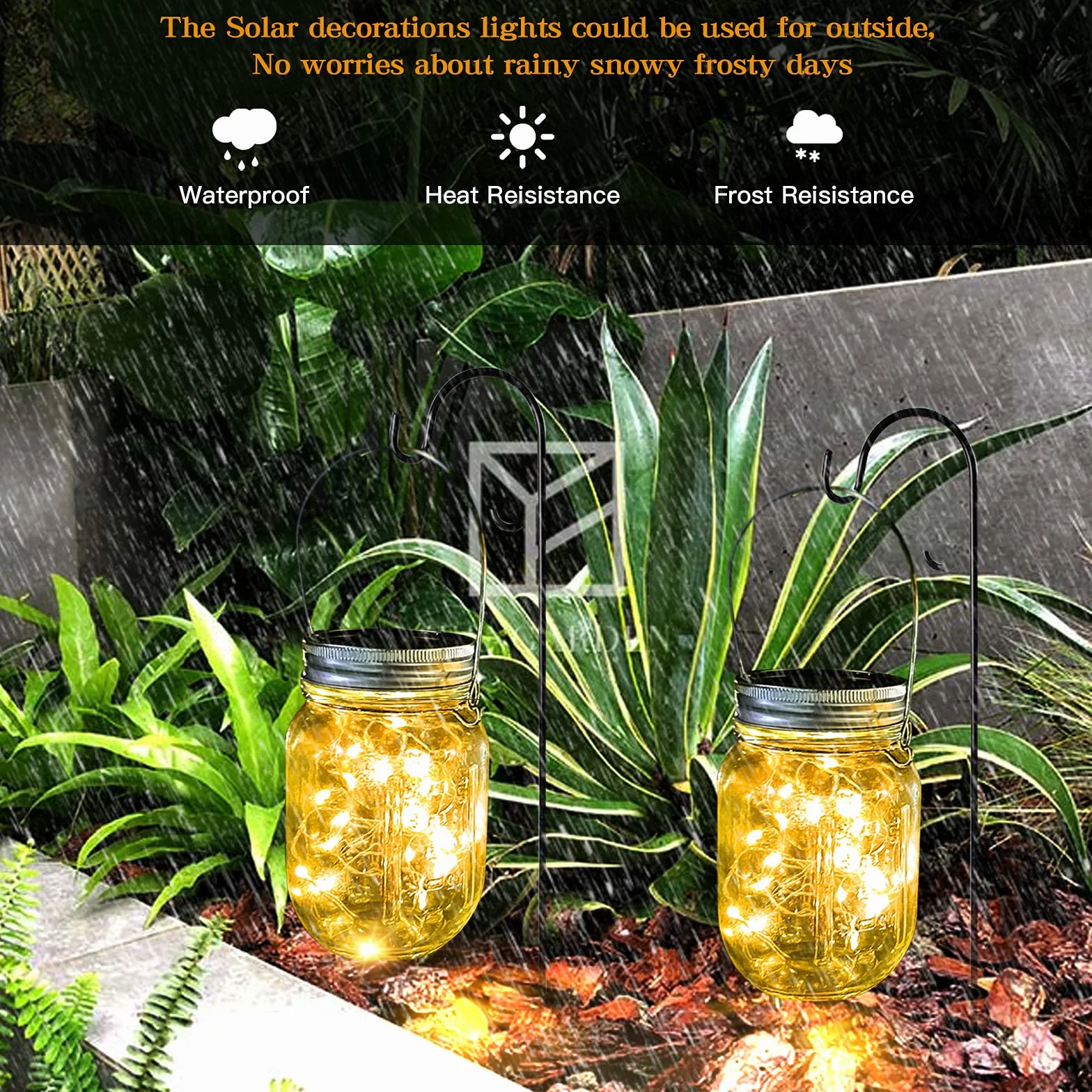 XVZ Lampa solarna do ogrodu, [6 sztuk] Solar 20 diod LED, szkło na przetwory, wodoszczelne, do użytku na zewnątrz, na wesele, imprezę, do stołu, na drzewko (ciepła biel)