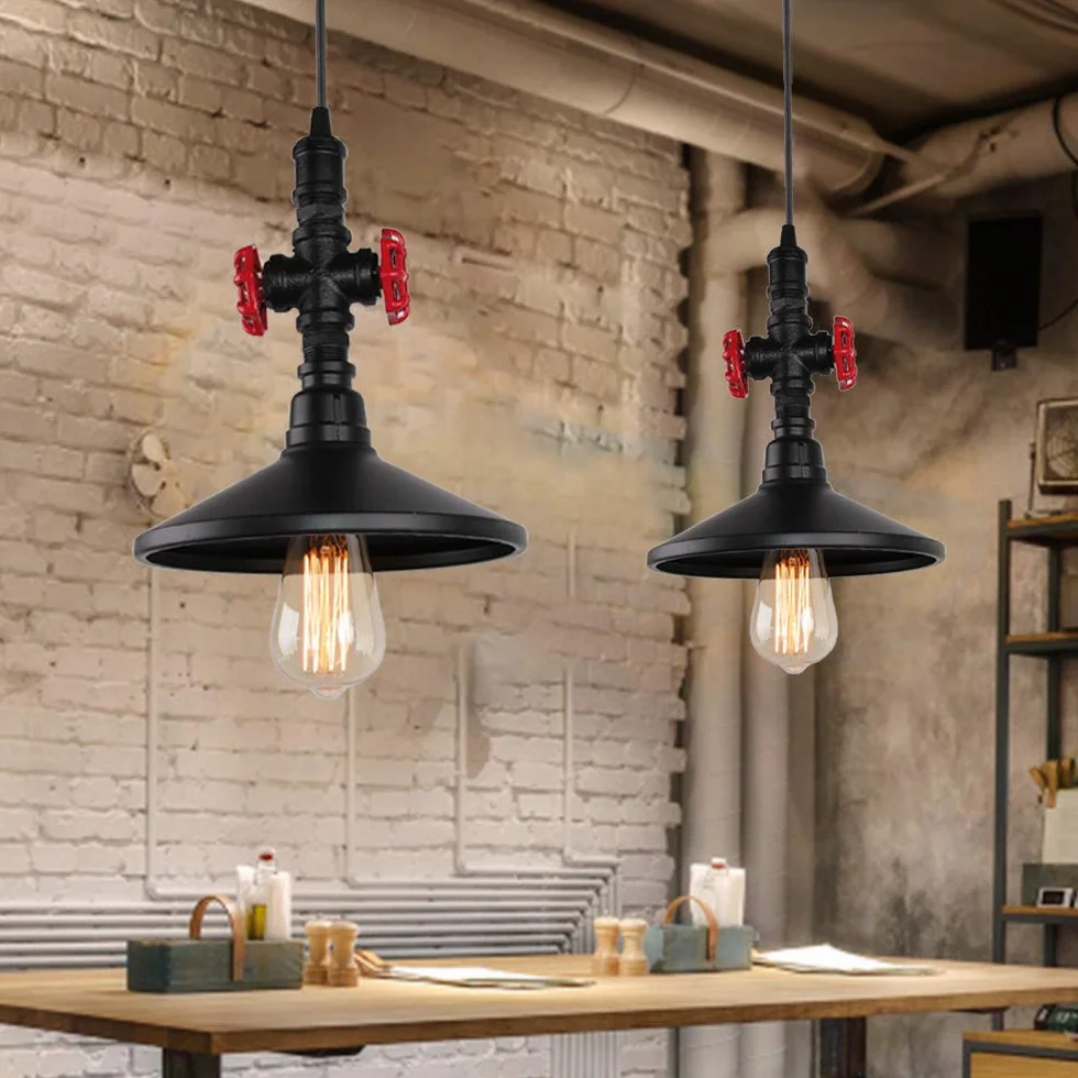 iDEGU Lampa wisząca przemysłowa, żyrandol sufitowy, styl art deco, do kawiarni, baru, restauracji, kuchni (styl kapelusza - czarny)