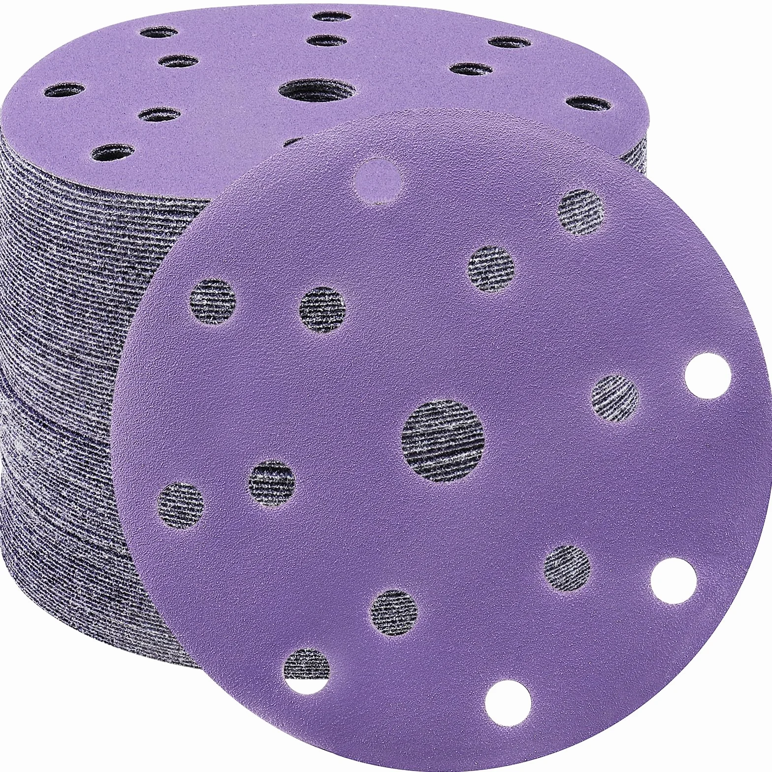 STEBRUAM 50 sztuk papieru ściernego, 150 mm, ziarnistość 120, 15 otworów, okrągłe krążki szlifierskie, zestaw do szlifierek mimośrodowych 15 cali, do drewna, metalu i farby