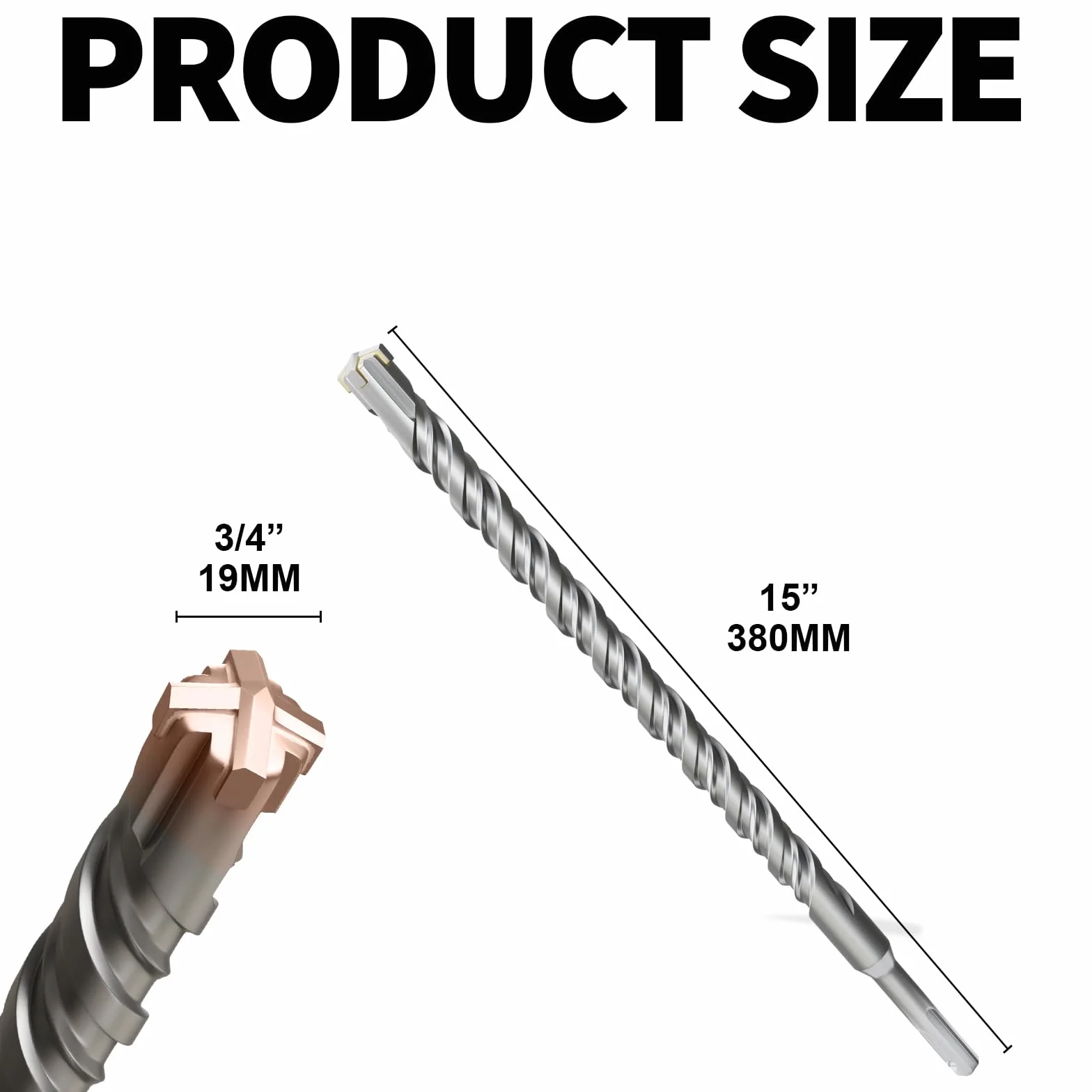 SDS Plus wiertło do młotowiertarki obrotowej, 19 mm x 380 mm, 4 ostre krawędzie z węglików spiekanych i powlekanej głowicy | wytrzymałe do muru, betonu, kamienia naturalnego, ścian z cegły