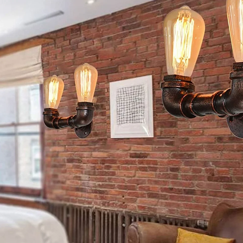 27, 2 głowice, w stylu vintage, żelazo, metalowa, lampa ścienna, lampa ścienna, wysoka przepuszczalność światła, oświetlenie wewnętrzne, do baru, kawiarni, restauracji, korytarza, korytarza