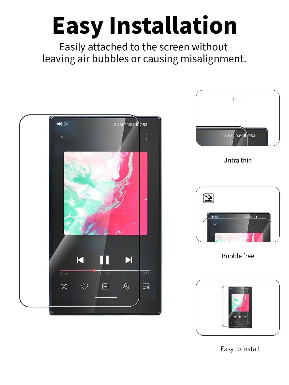Folia ochronna na wyświetlacz do FiiO M21 Digital Audio Player, toergy odporna na zużycie i wysoka rozdzielczość, odporna na zarysowania, odciski palców, przezroczysta, 3 sztuki