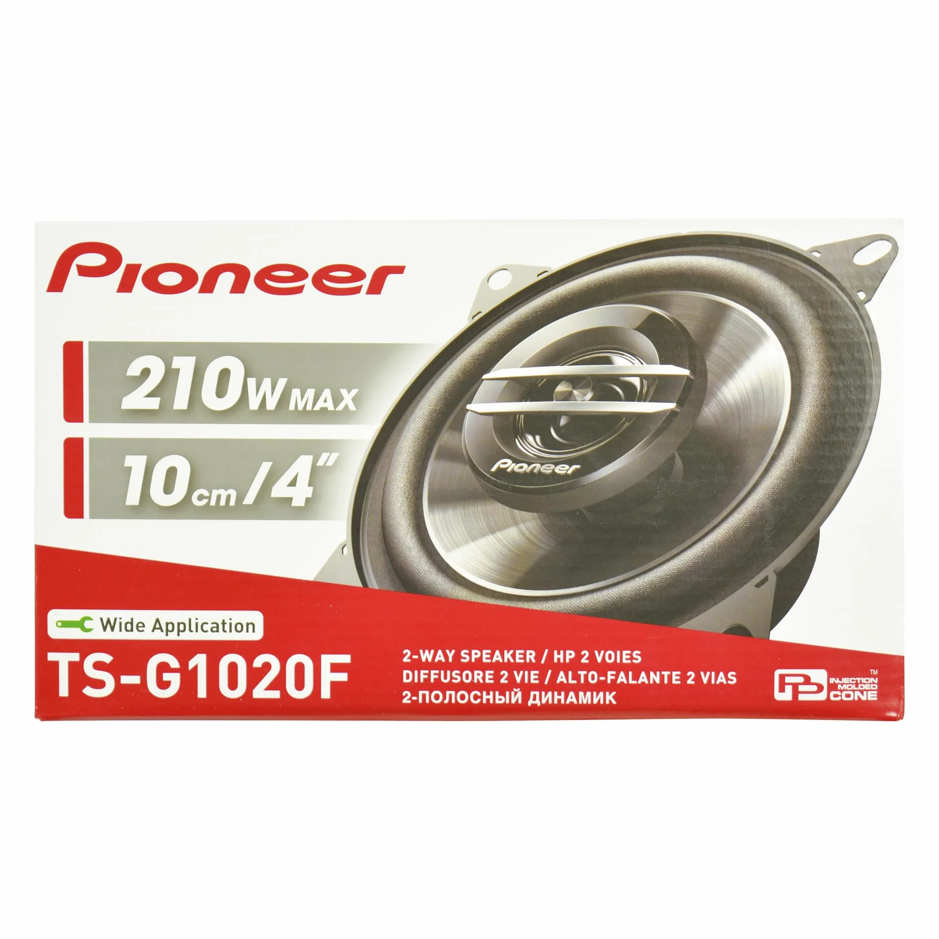 Pioneer TS-G1020F 2-drożny głośnik współosiowy do samochodów (210 W), 10 cm, mocny dźwięk, membrana IMPP zapewnia optymalny bas, moc znamionowa 30 W, głębokość zabudowy 43 mm, czarny, 2 głośniki