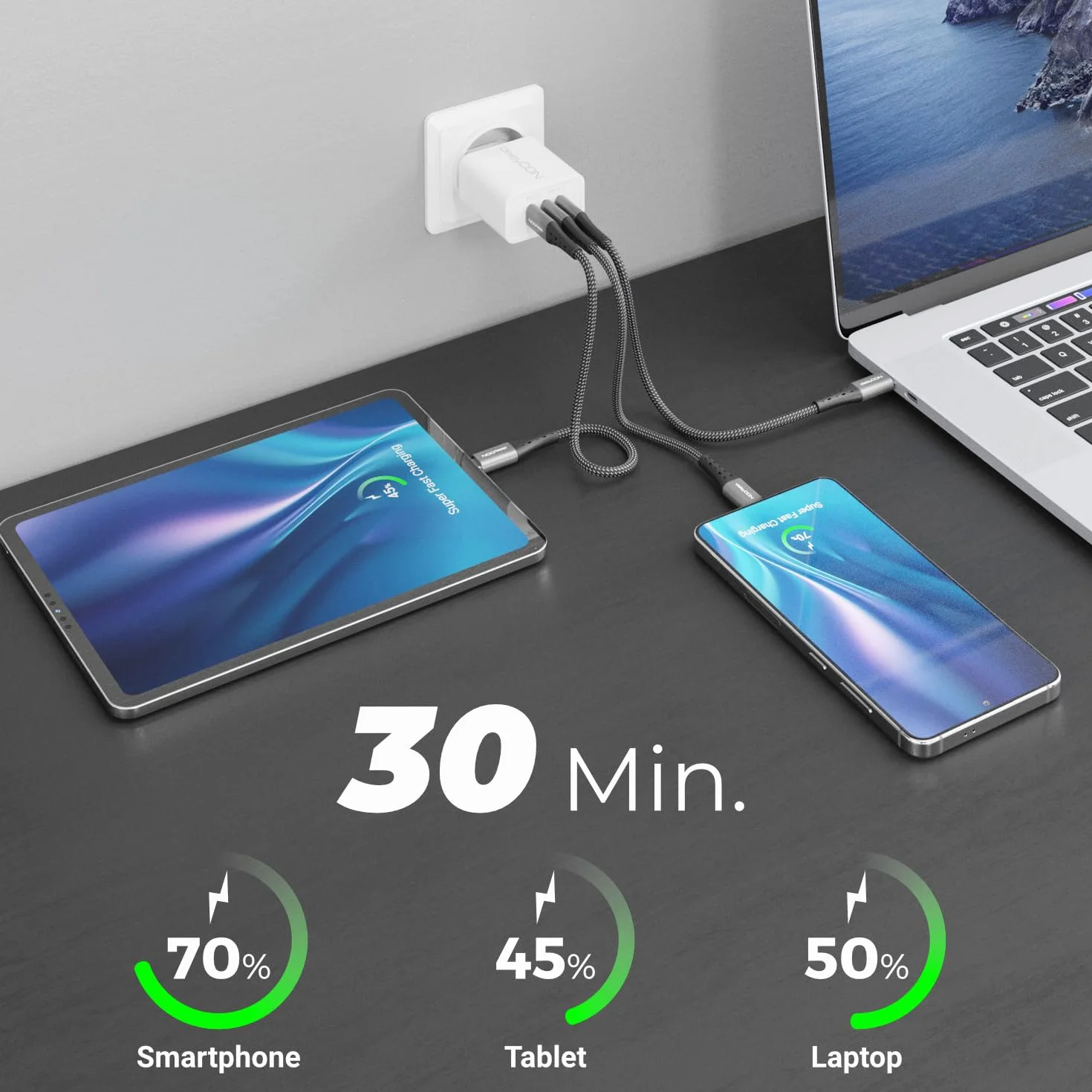 deleyCON 0,5m USB C Kabel PD3.0 100W Szybkie Ładowanie 5 Gbit/s do iPhone iPad MacBook Galaxy