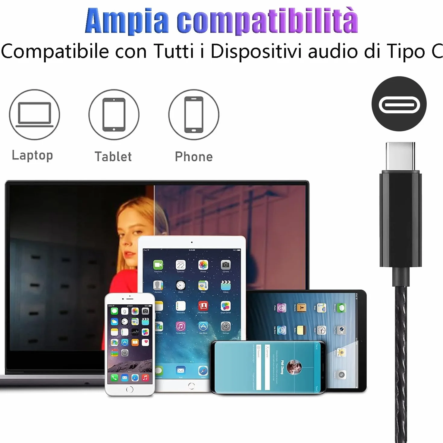 GAMURRY SłUchawki Douszne USB Typ C, Z Mikrofonem I Kontrolerem Typu C, Z Kablem O DłUgośCi 120 cm, Izolacją SzumóW, Bas Stereo, WyraźNe Rozmowy,Do Radia,Odtwarzaczy MP3 I Innych UrząDzeń Audio