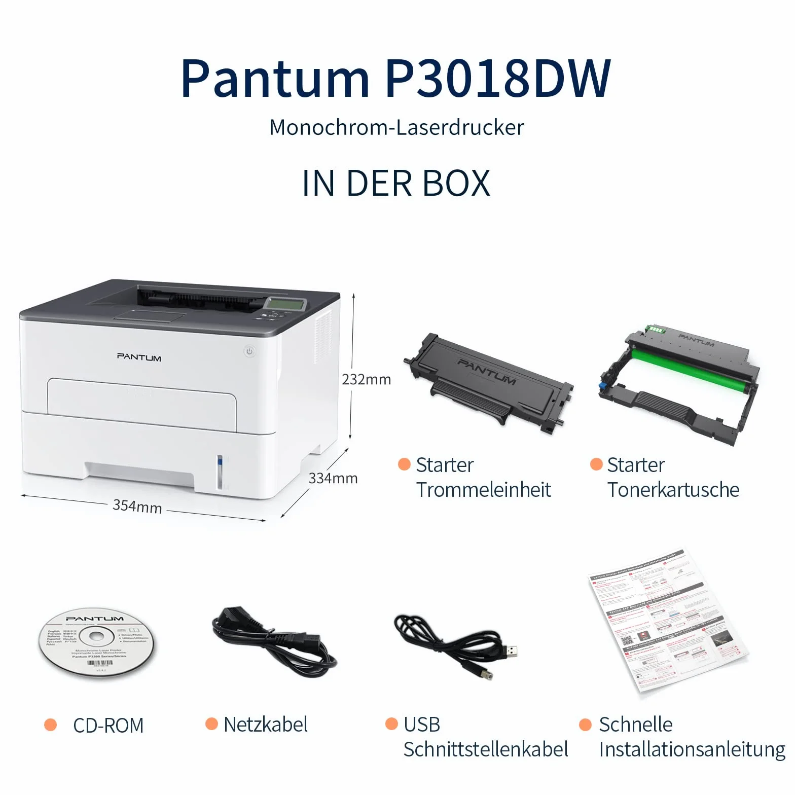 PANTUM P3018DW Drukarka laserowa Wi-Fi czarno-biała automatyczny dupleks 30 PPM A4