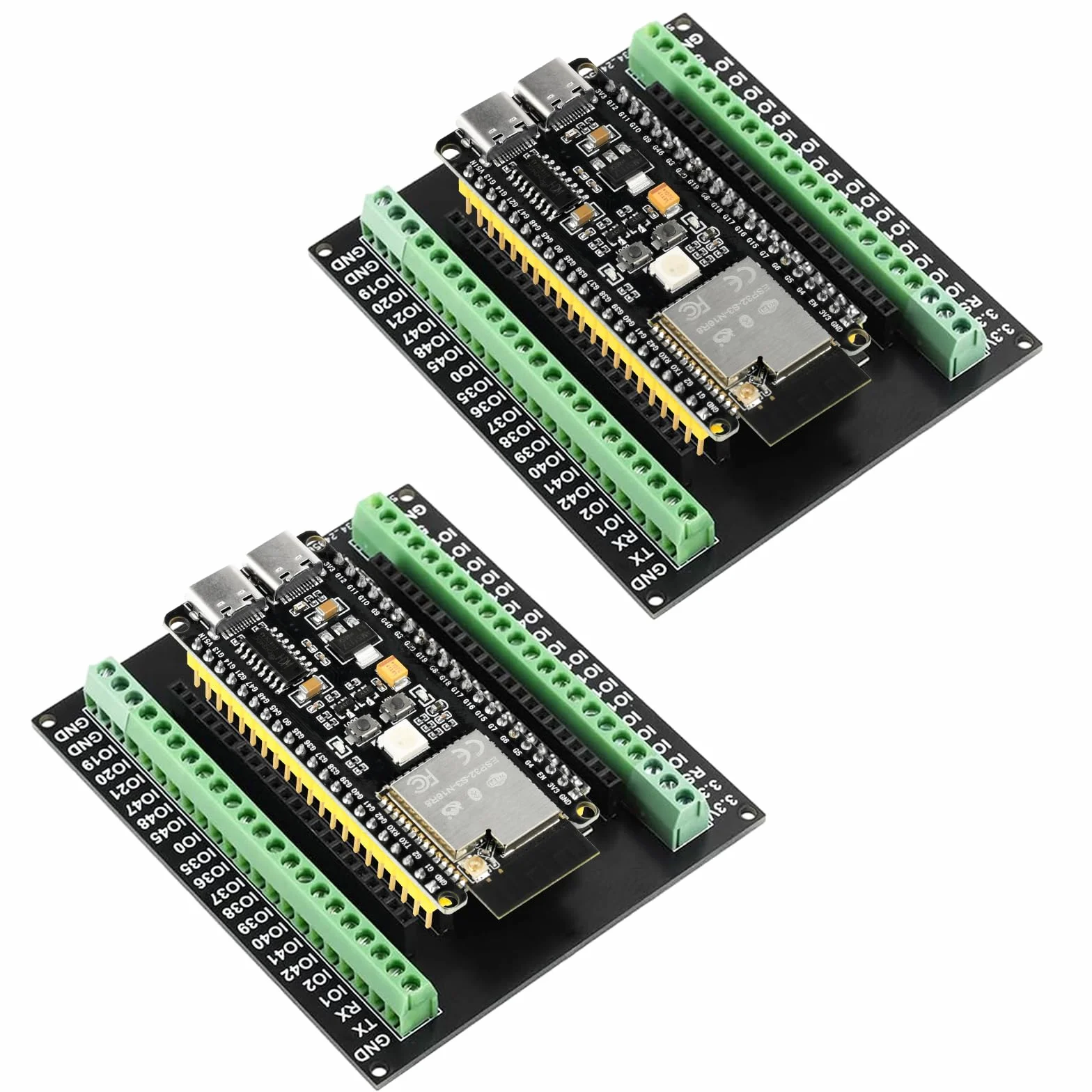 diymore 2 szt. do ESP32-S3 DevKitC-1 N16R8 moduł, organ ekspansji dla agencji rozwoju, do ESP32 S3 1-N16R8 deska rozwojowa z WiFi, Bluetooth 5.0, antena USB C