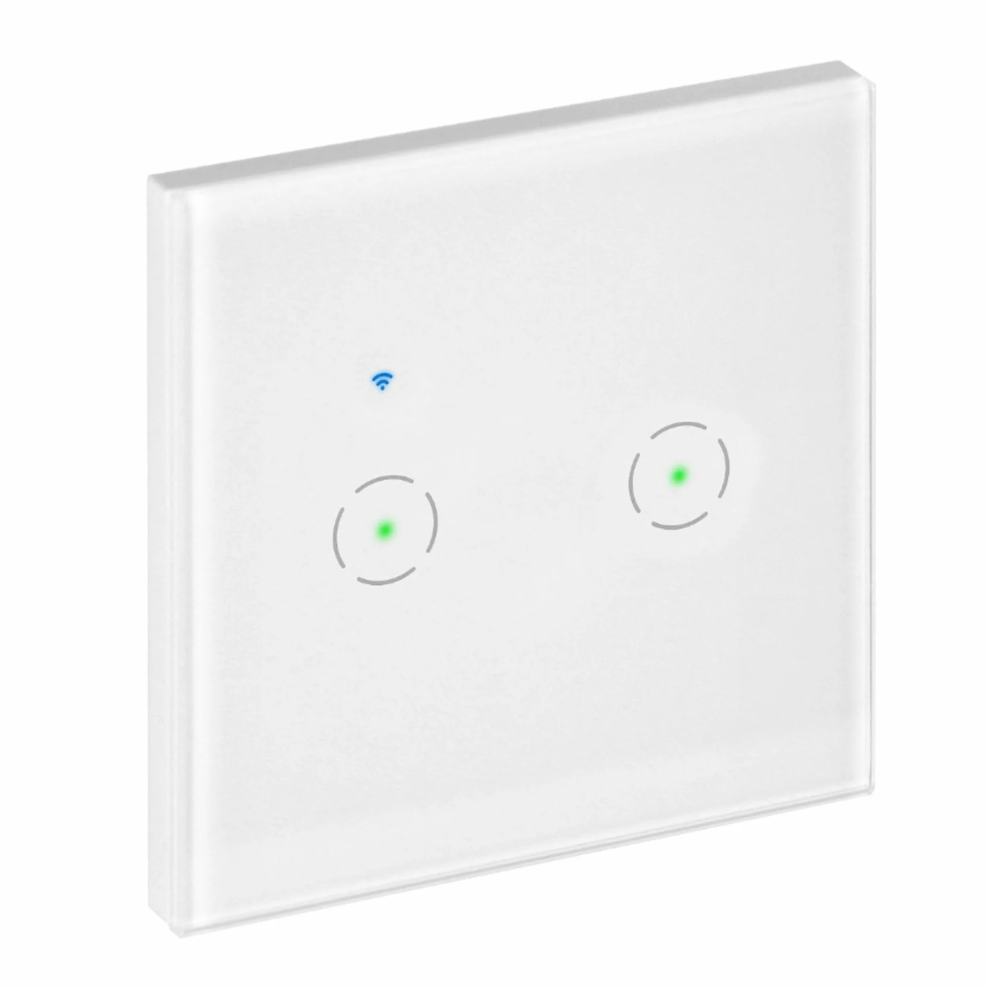 Włącznik Podtynkowy Podwójny Zdalne Sterowanie Oświetleniem Wifi Aplikacja Tuya Smart Home Szklany Panel Dotykowy Podświetlenie Nocne LED (biały)
