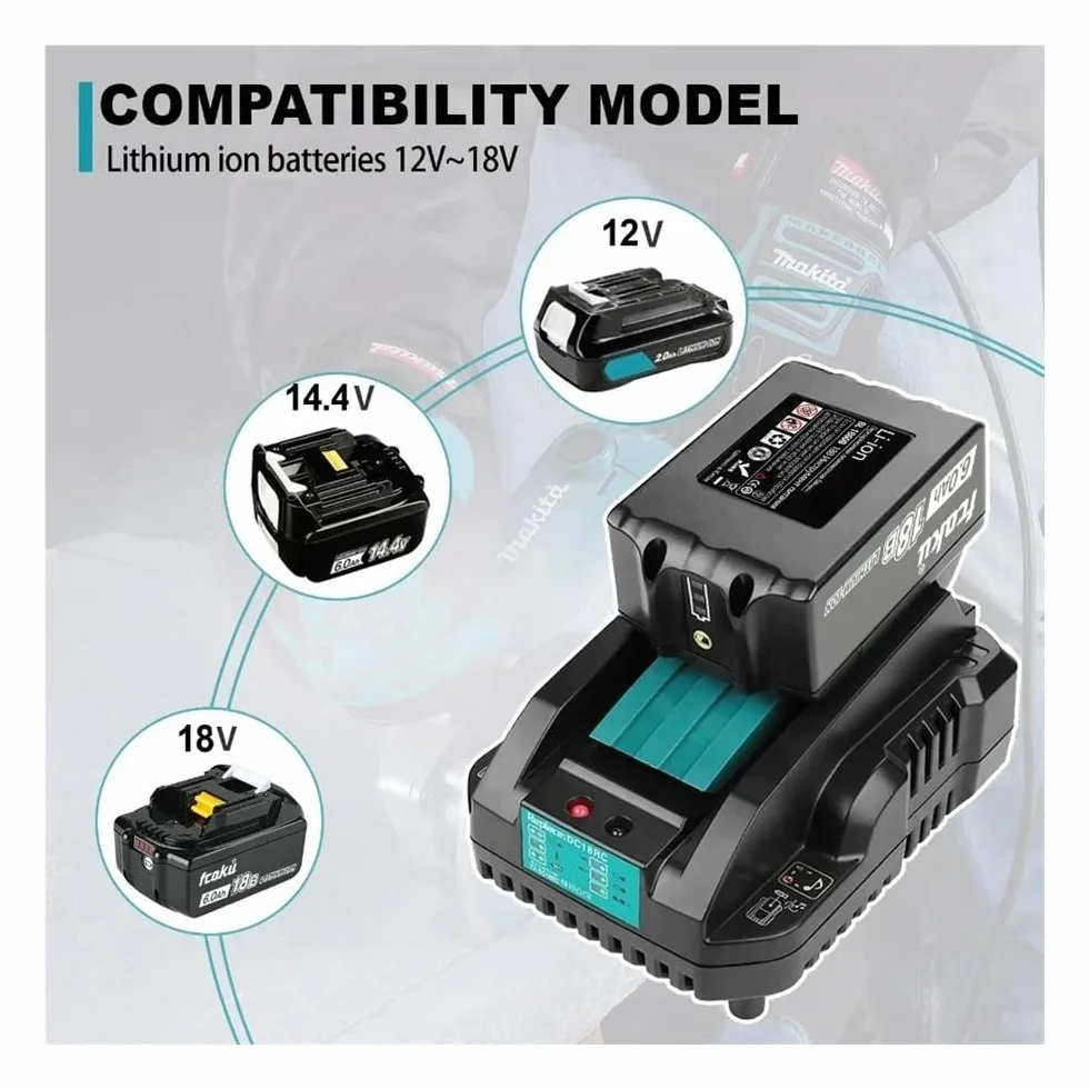Ładowarka litowo-jonowa DC18RC 3A kompatybilna z Makita 18V 14.4V BL1860B,BL1850B,BL1840,BL1830,BL1820,BL1415,BL1440 ładowarka do elektronarzędzi(US)