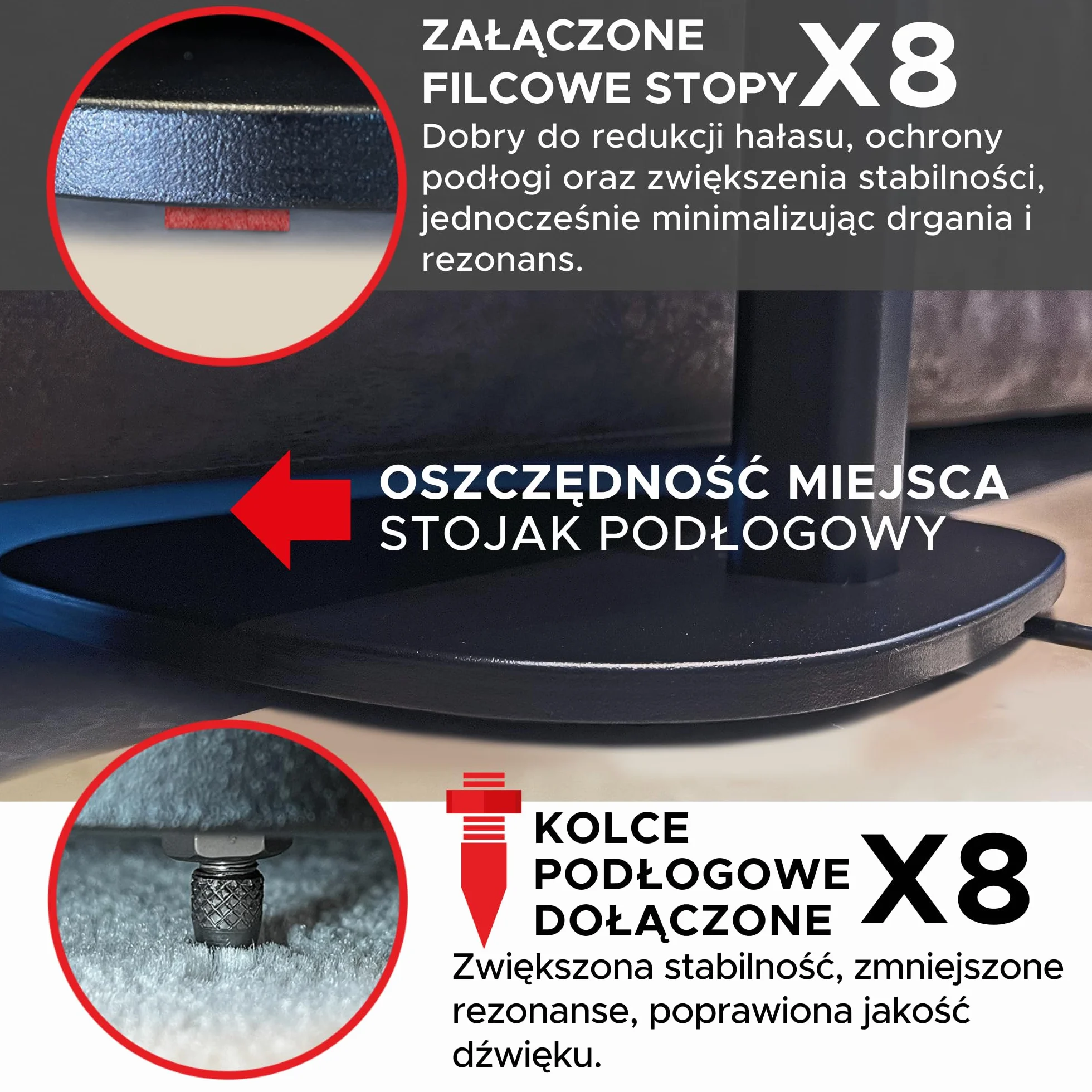 ERA100 Stojak na Podłogę Czarny 2szt Kompatybilny z Sonos One Play:1 One Gen 2 One SL ERA 100 Sound Bass UK Zestaw podwójny