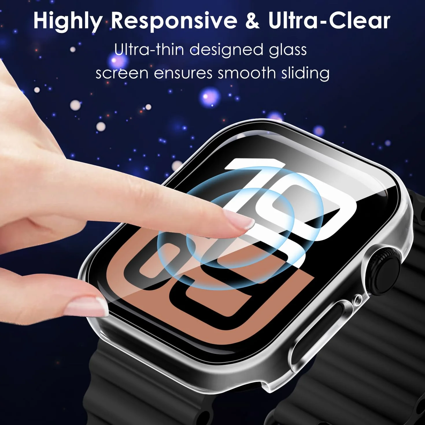 ivoler 3-pak twardych etui PC z osłoną ekranu do Apple Watch Series 10 46 mm (2024), ultracienkie ochronne, 2 przezroczyste + 1 czarne