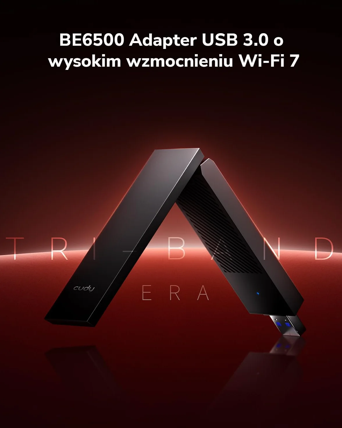 Cudy WU6500 BE6500 Tri-Band Wi-Fi 7 USB 3.0 adapter do komputera stacjonarnego, 6 GHz, 4K-QAM, 160 MHz, WPA3
