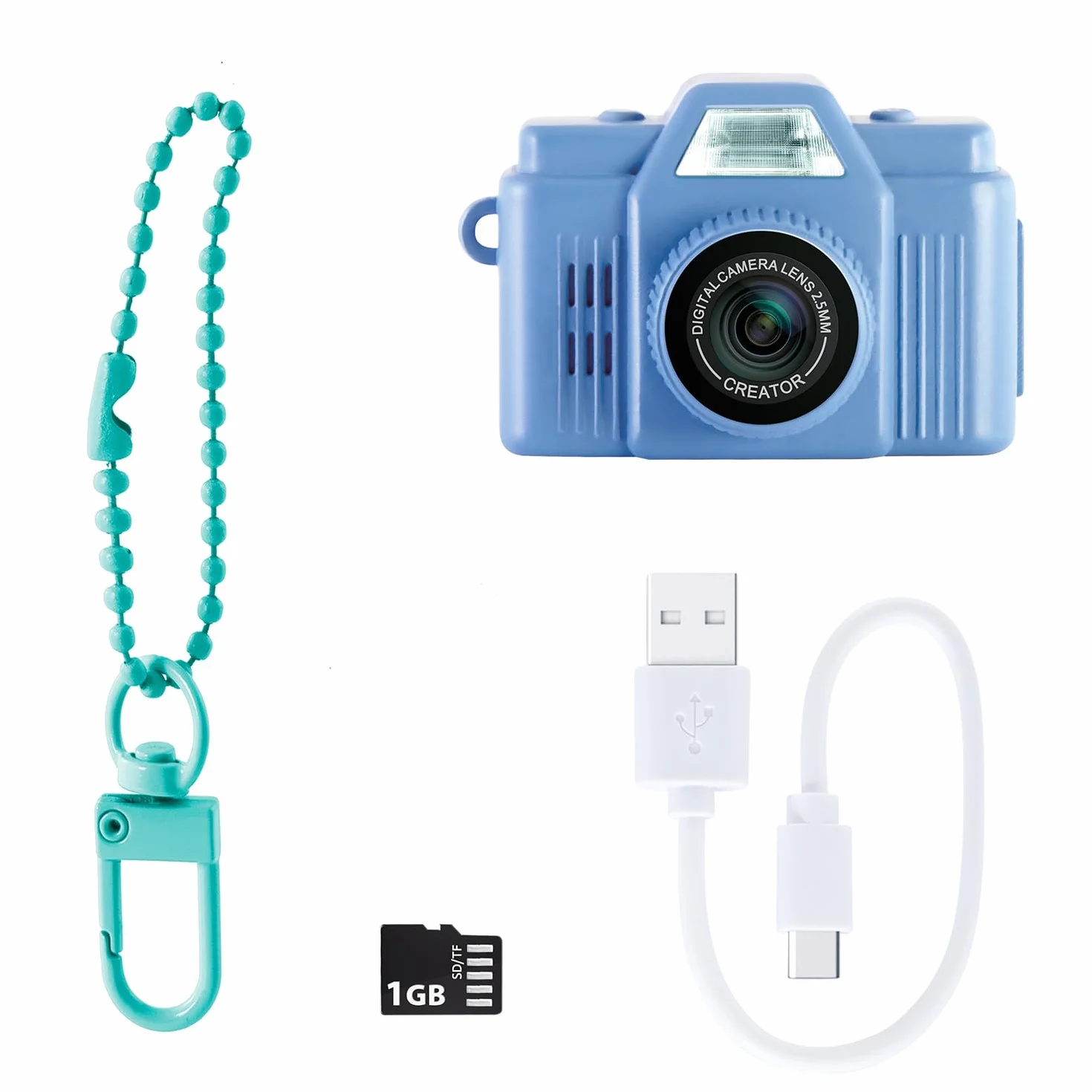 Canal Toys Twórca zdjęć - Cyfrowy aparat fotograficzny i wideo Mini Cam' - Retro - z uchwytem na klucze i kartą SD 1 GB w zestawie - CLK 059