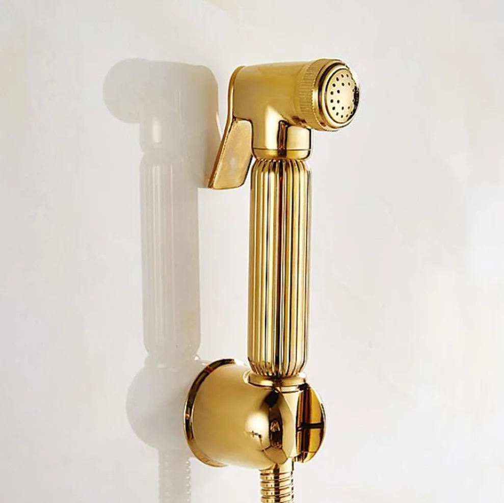 Zestaw baterii bidetowych Zestaw bidetów toaletowych Zestaw Mosiądz Złoty Bidet łazienkowy Zestaw baterii z wężem hydraulicznym 1,5 M i uchwytem Abs Toaleta