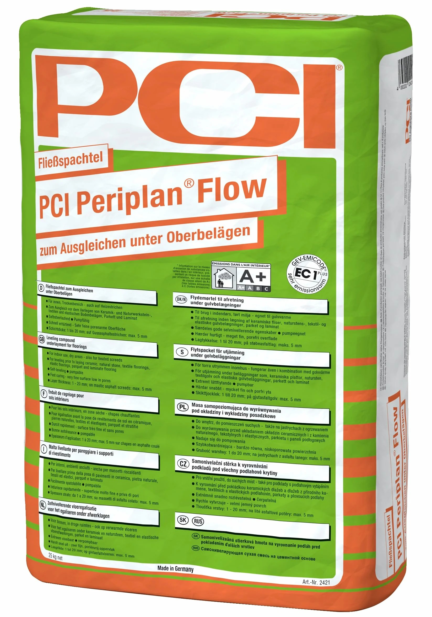 PCI Periplan Flow 25kg Masa szpachlowa wylewkowa Materiał do wyrównywania podłogi Masa szpachlowa Sika