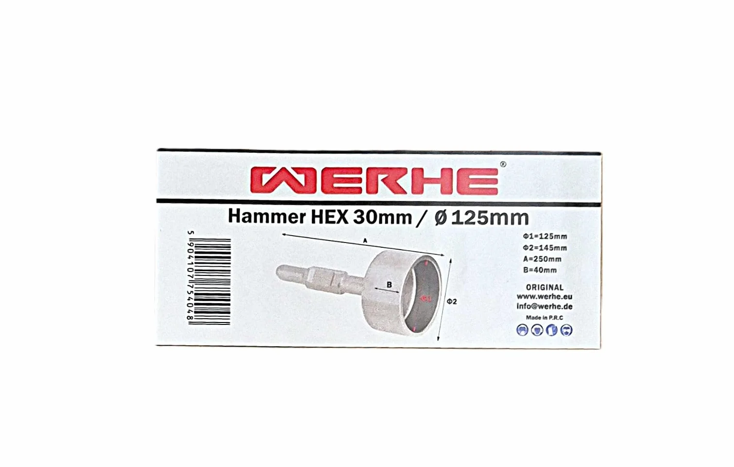 WERHE Kafar HEX30 do wbijania rur ze stali nierdzewnej Ø125mm 145x250mm do młota wyburzeniowego