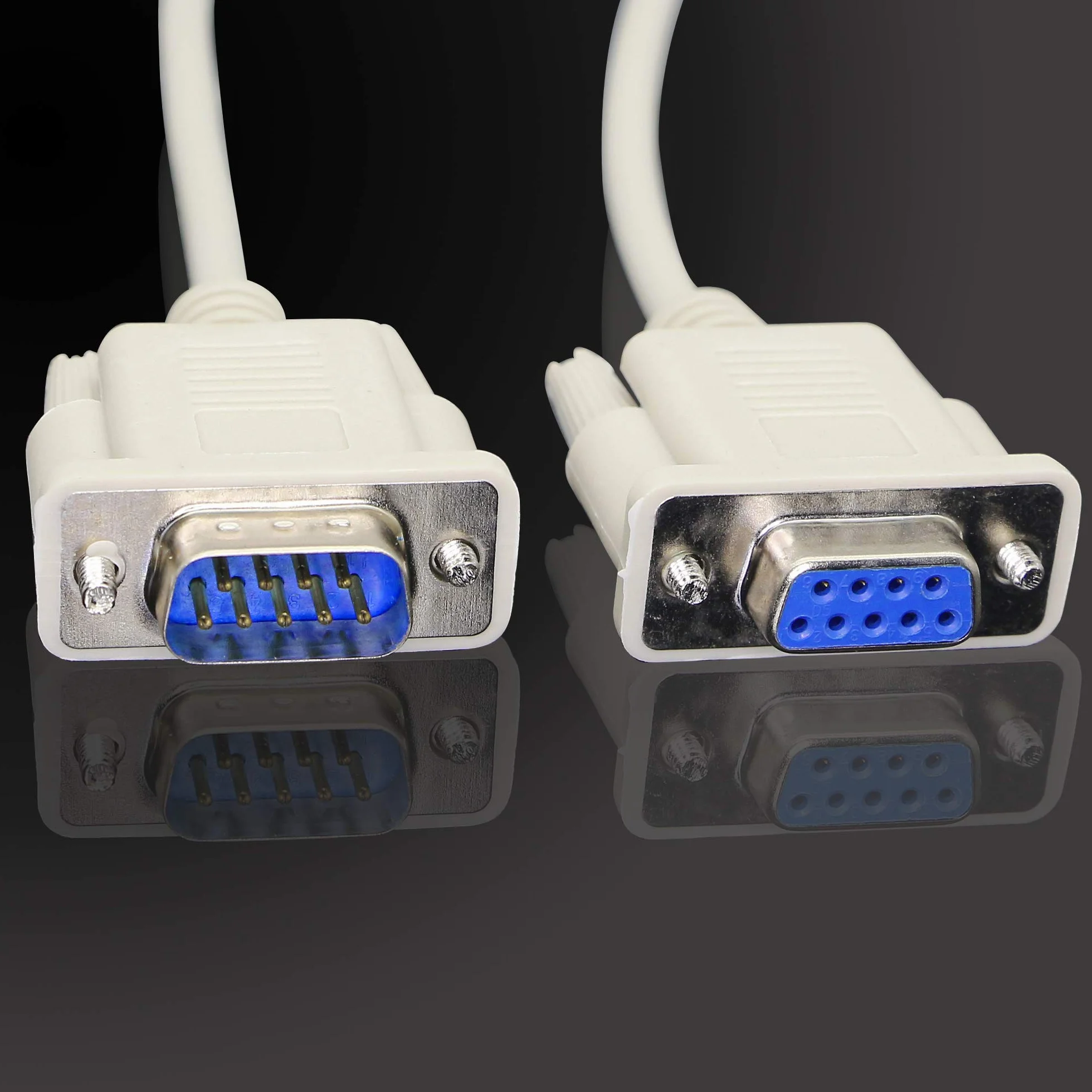 DB9 Null Modem kabel szeregowy, RS232 męski na żeński 2-3 kabel przedłużający krzyżowy do komputerów, drukarek, skanerów (4,5 m)