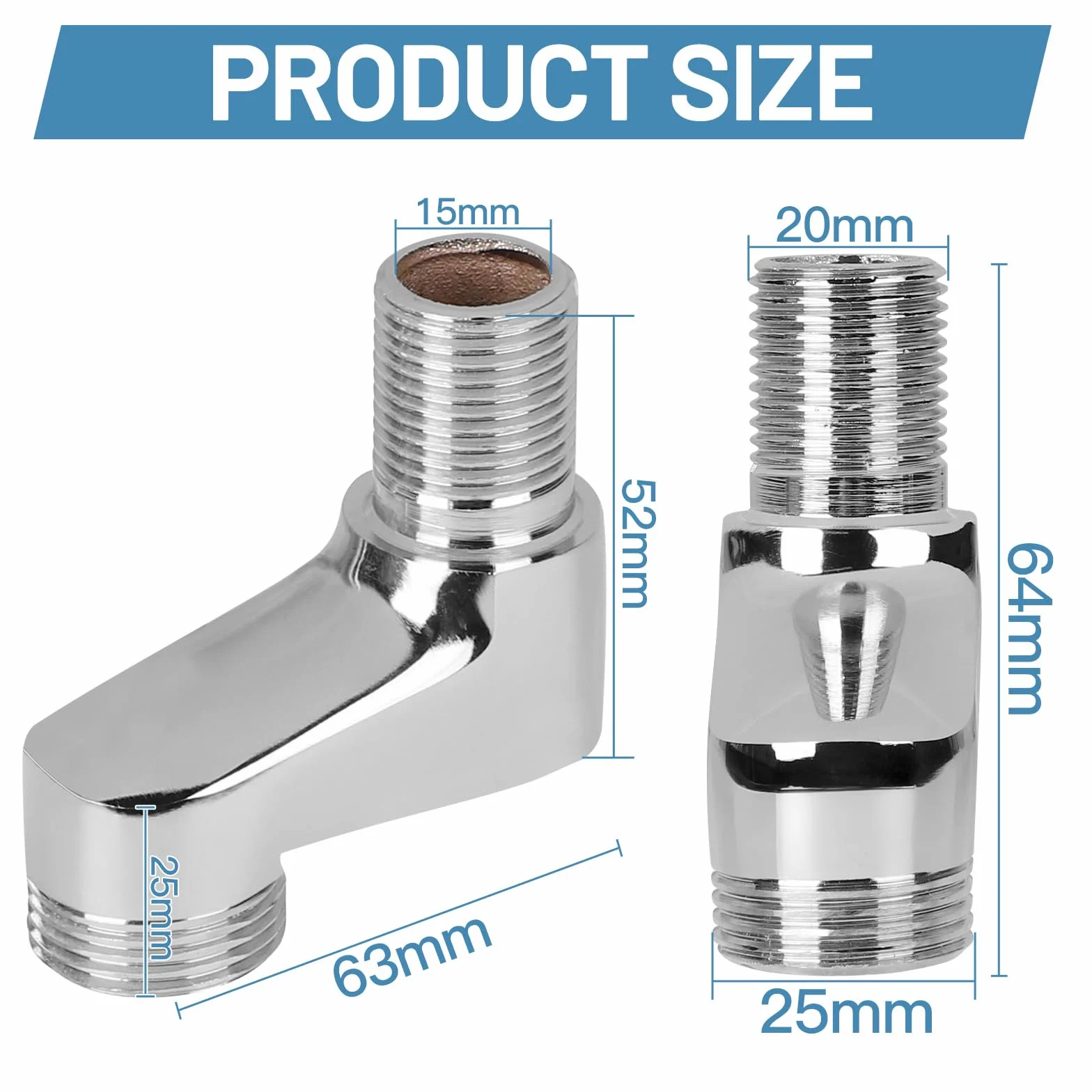 LALAGO 2 sztuki złącza S G1/2 do G3/4, przedłużenie kranu, regulowany zakres 75-225 mm, adapter do armatury prysznicowej, z litego mosiądzu do armatury ściennej Clawfoot, wanny, łazienki, akcesoria do