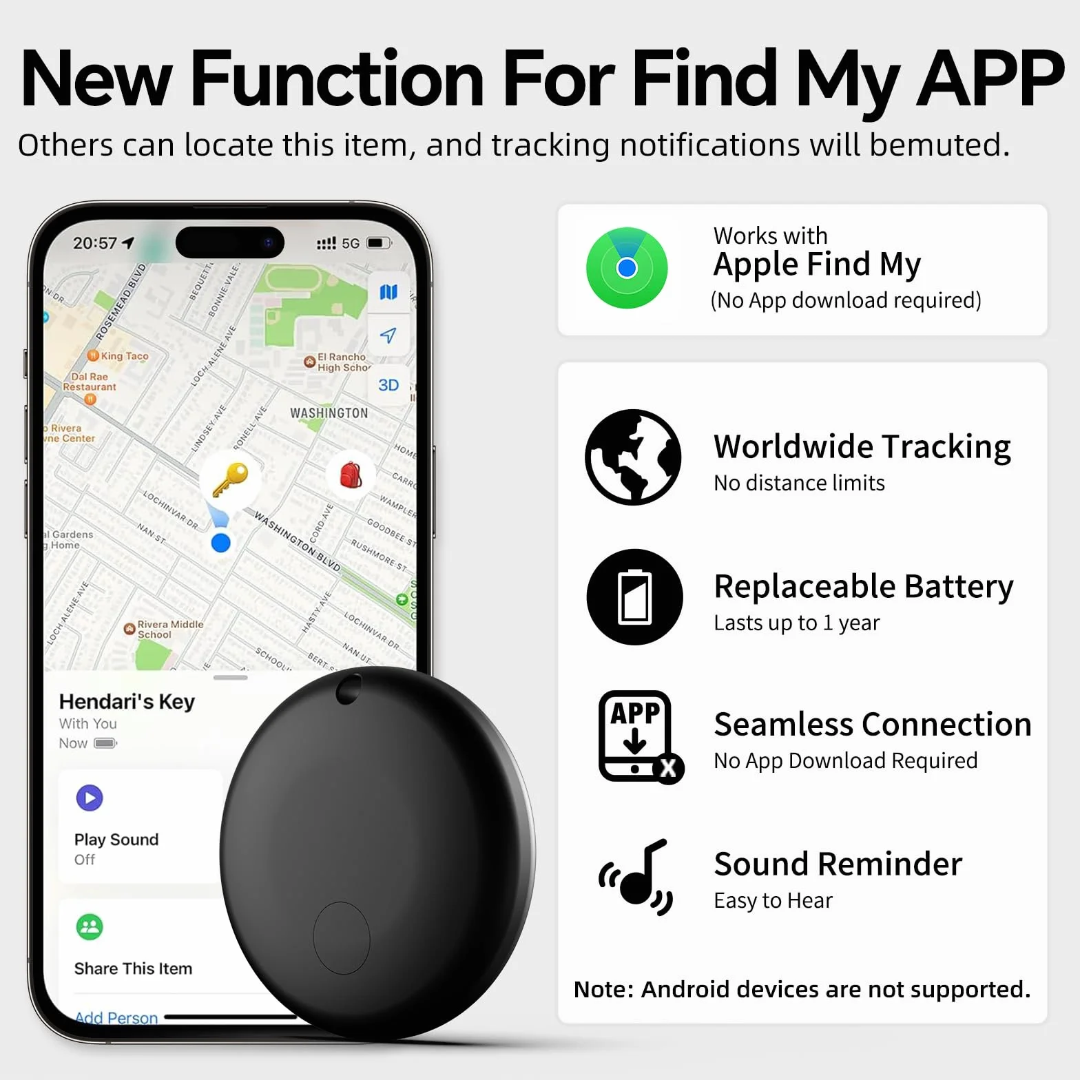 WALLFID Etykietka kompatybilna z Apple Find My iOS śledź klucze portfel bagaż plecak 1 sztuka