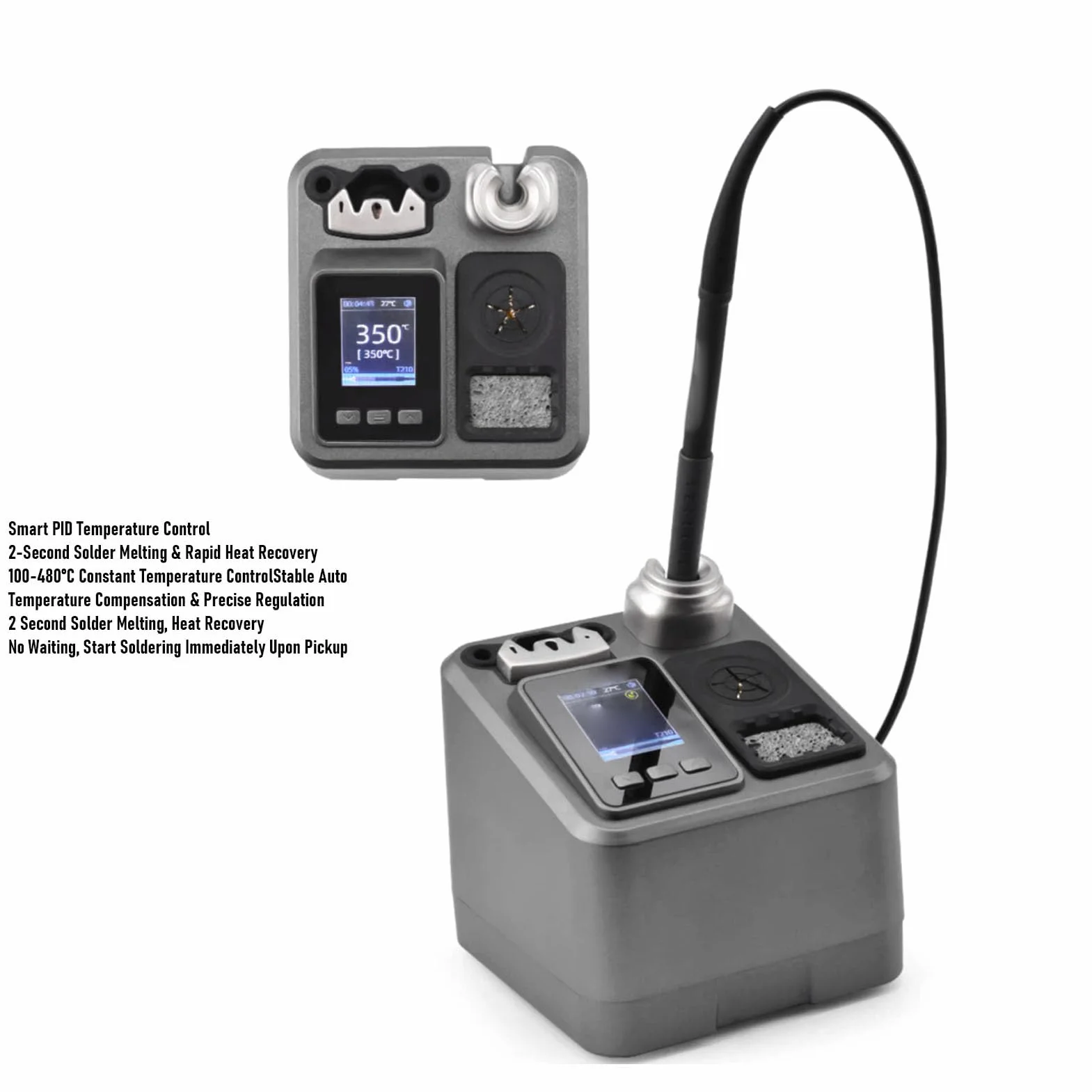 Gugxiom Stacja Lutownicza o Mocy 120 W, Cyfrowa Stacja Lutownicza LCD z funkcją Automatycznego Uśpienia, Antystatyczna Kontrola Temperatury PID, Wbudowany Transformator do Precyzyjnych (wtyczka UE)