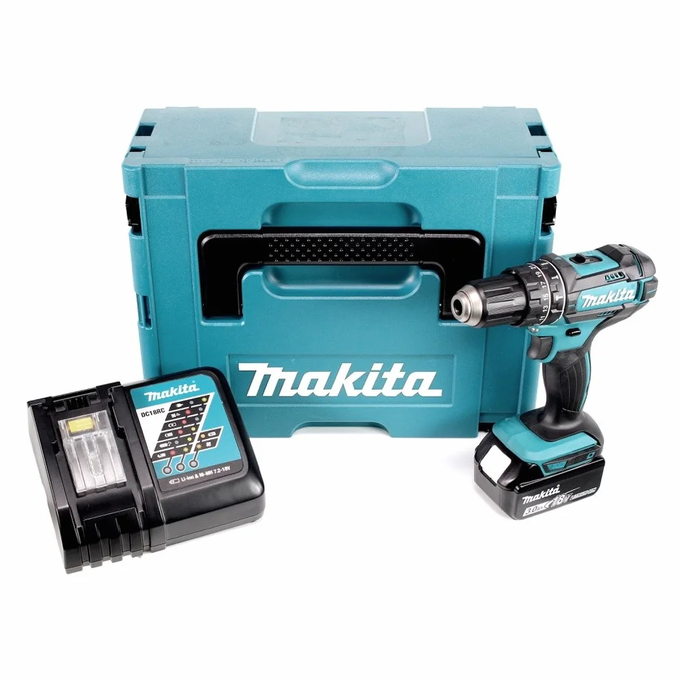 Makita DHP 482 RF1J akumulatorowa wiertarko-wkrętarka udarowa 18 V 62 Nm + 1 x akumulator 3,0 Ah + ładowarka w Makpac