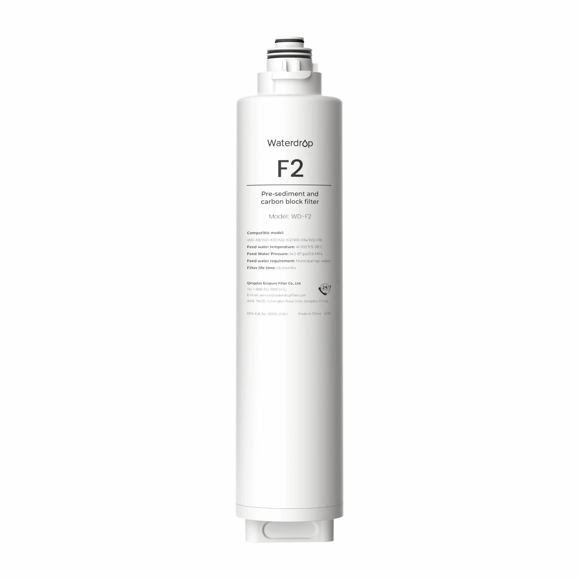 Waterdrop Filtr WD-F2, zamiennik dla systemu odwróconej osmozy WD-X8, żywotność 6 miesięcy