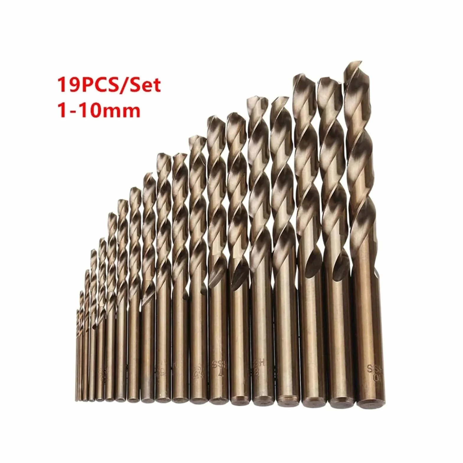 Zestaw 19 wierteł kobaltowych M35 ze stali szybkotnącej, wiertła skręcane 1-10 mm do metalu, stali nierdzewnej, aluminium, żelaza i drewna