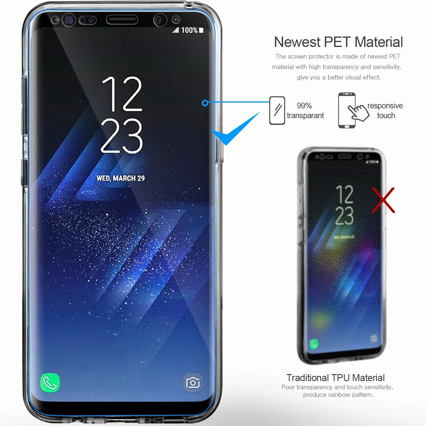 Etui Na Telefon Samsung Galaxy S9 Plus Z Ochroną 360 Stopni Silikonowe Przezroczyste Etui Na Telefon Samsung Galaxy S9 Plus, Przezroczyuste