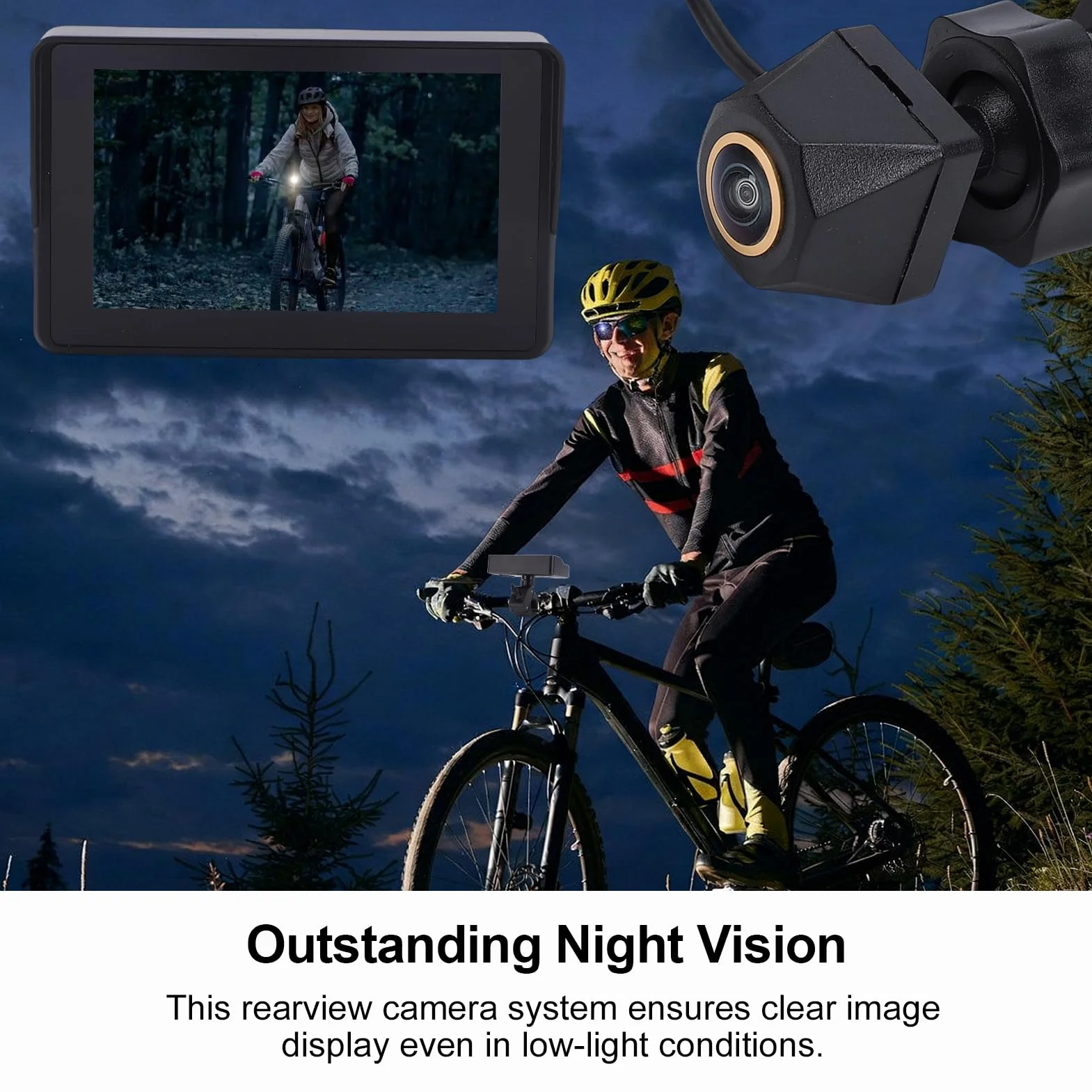 Kamera cofania rowerowa 1080P 5 cali monitor noktowizor 110° szeroki kąt widzenia do rowerów górskich
