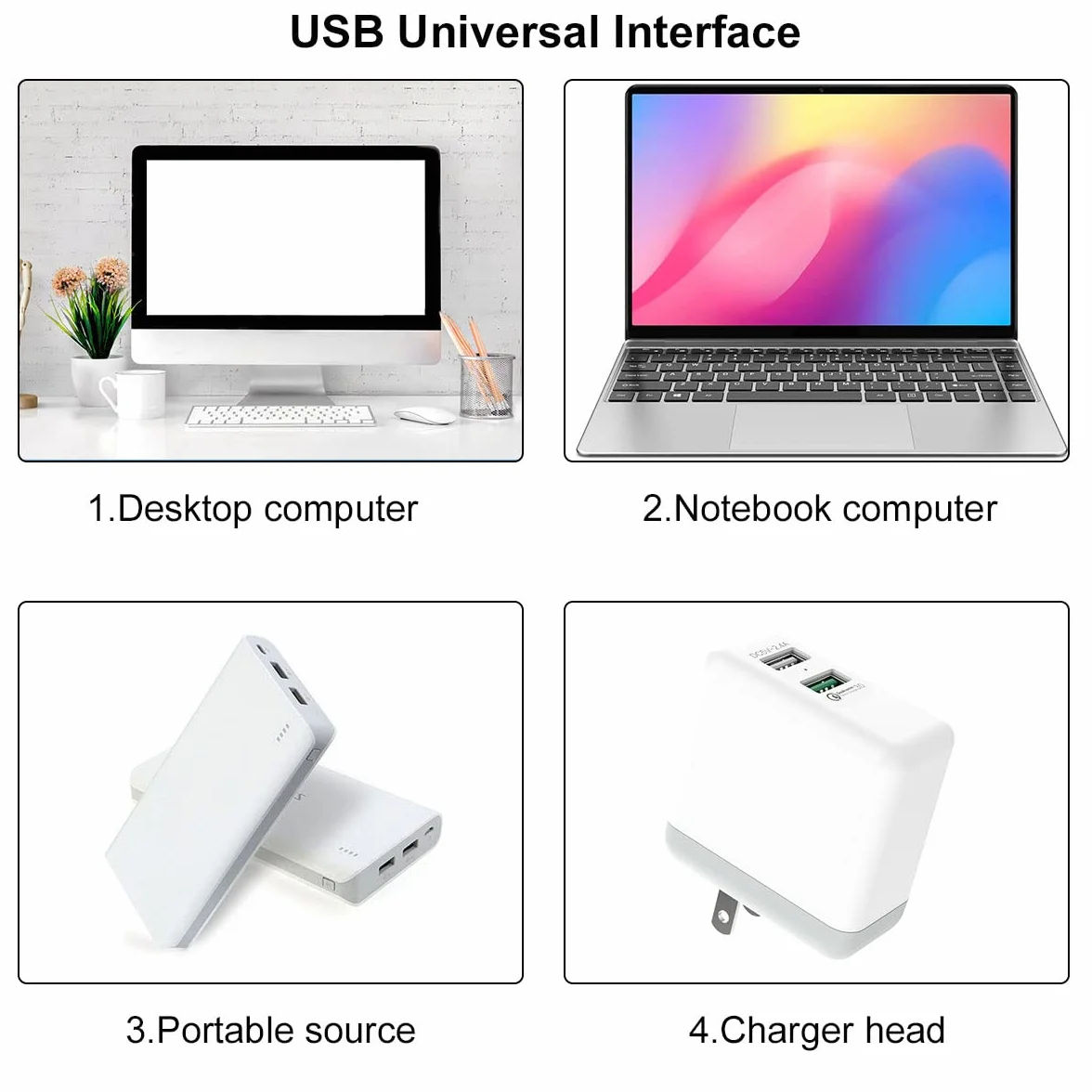 Cerioll mini wentylator USB 4 sztuki elastyczny do komputera notebooka powerbanku czarny biały różowy niebieski