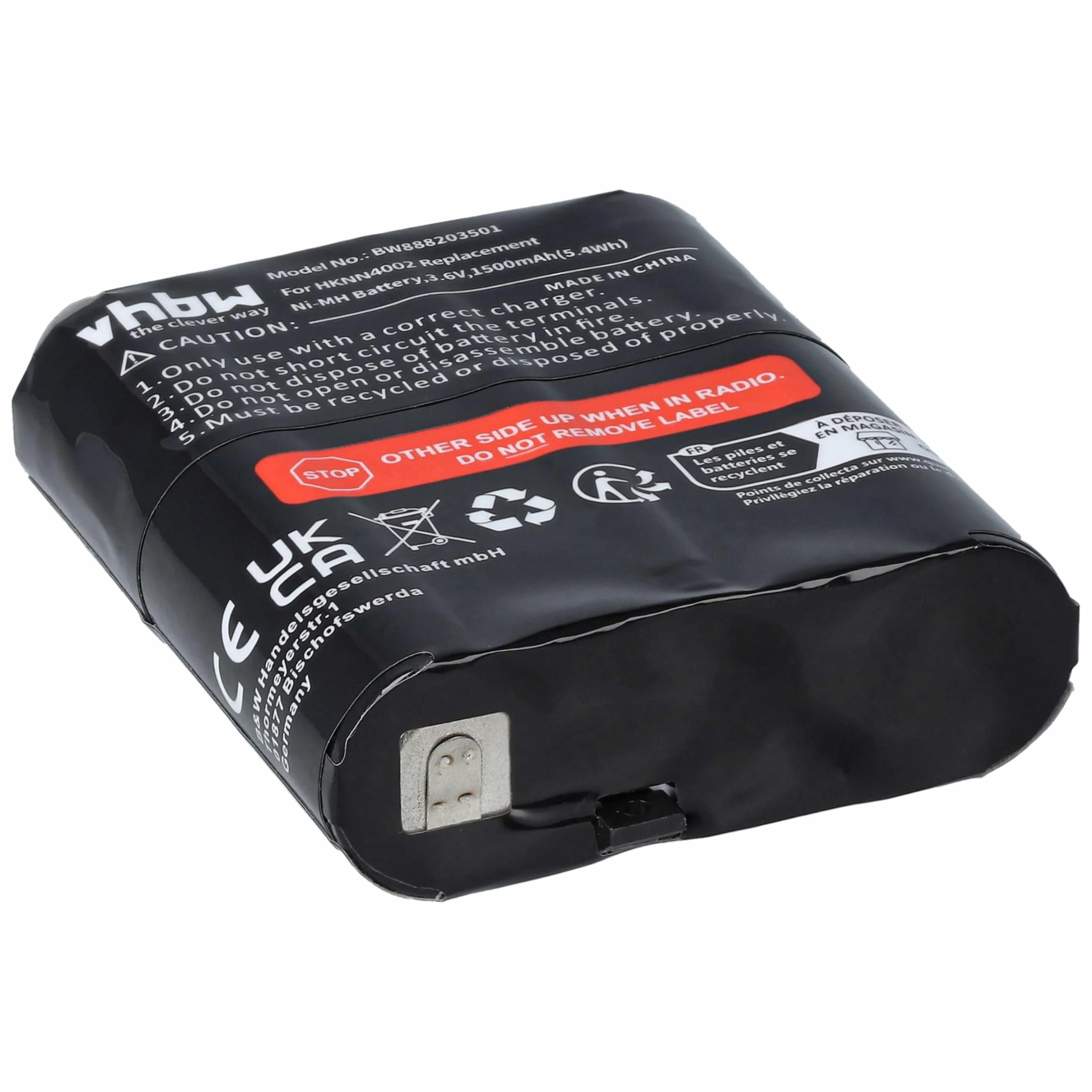vhbw Zestaw 5 baterii zamiennik Motorola NNTN4385 PMNN4477 NNTN4384 PMNN4477A PMNN4477AR do radia 1500mAh 3,6V NiMH
