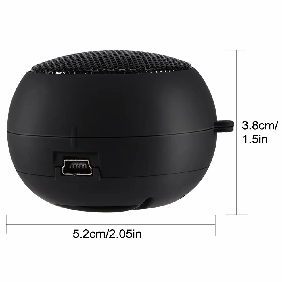 VBESTLIFE Mini głośnik przenośny hamburger akumulator uniwersalny przewodowy USB czarny